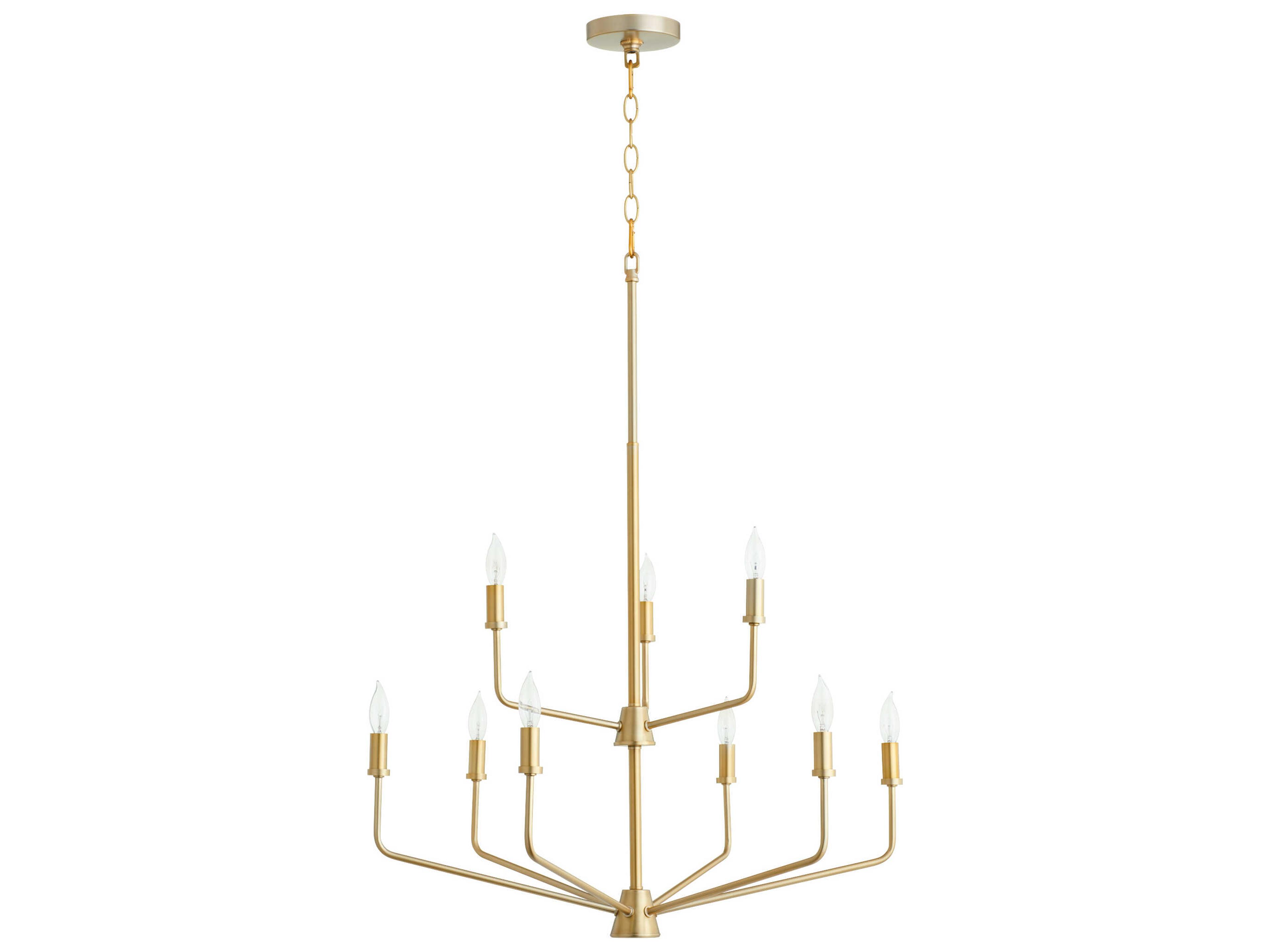 Quorum Harmony 9-Light Aged Brass Candelabra Cylinder Chandelier