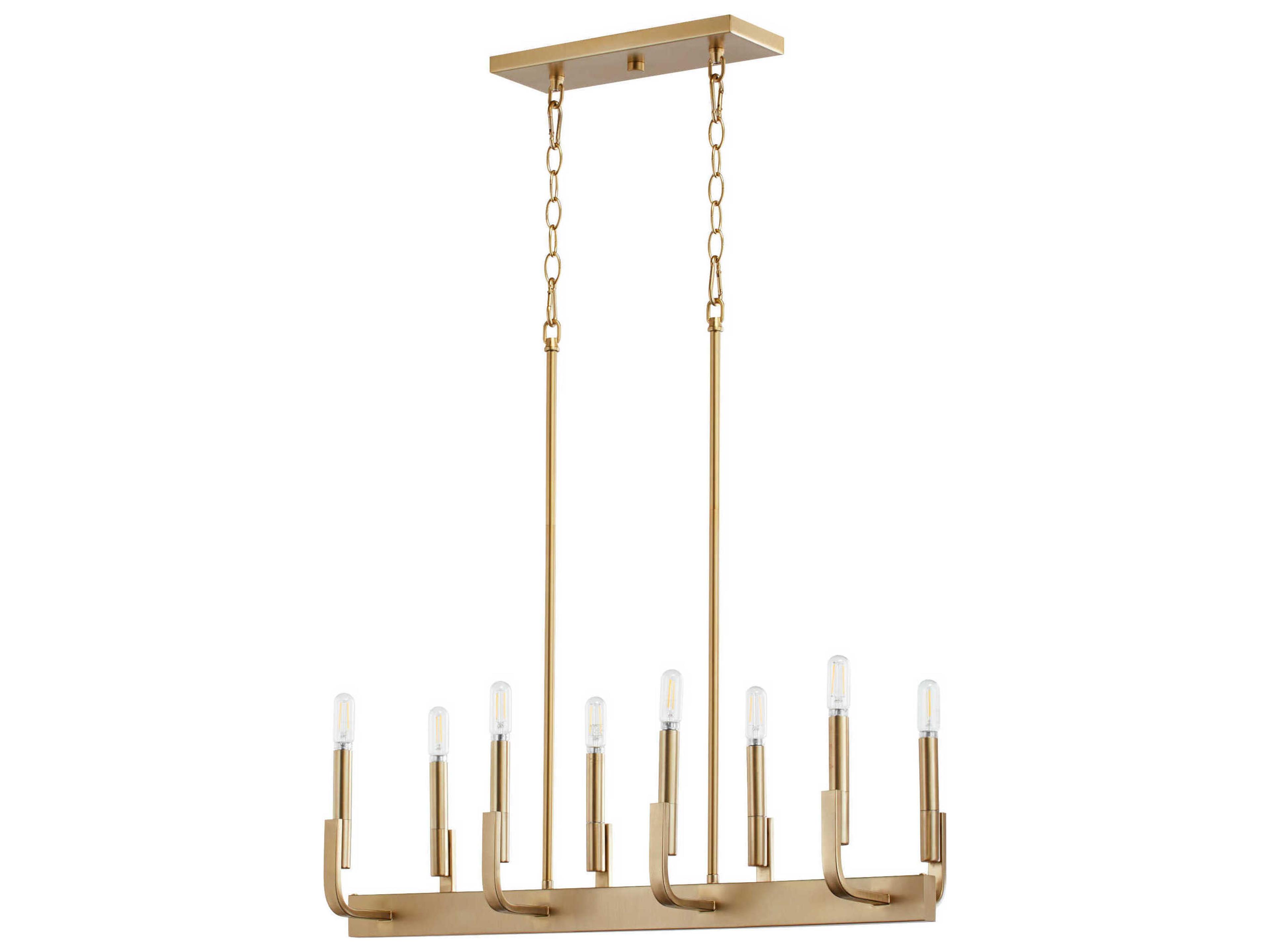 Tempo 8-Light Aged Brass Linear Island Pendant