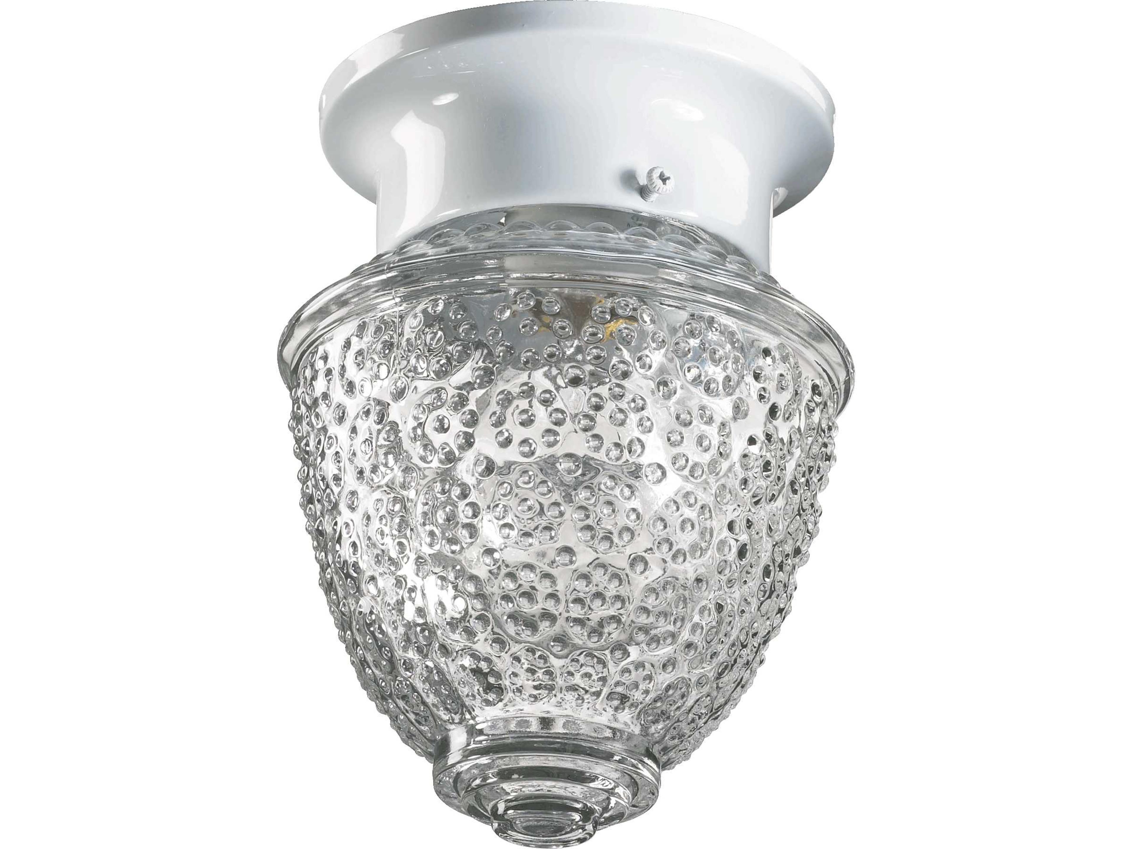 1-Light White Traditional Bell Flush Mount