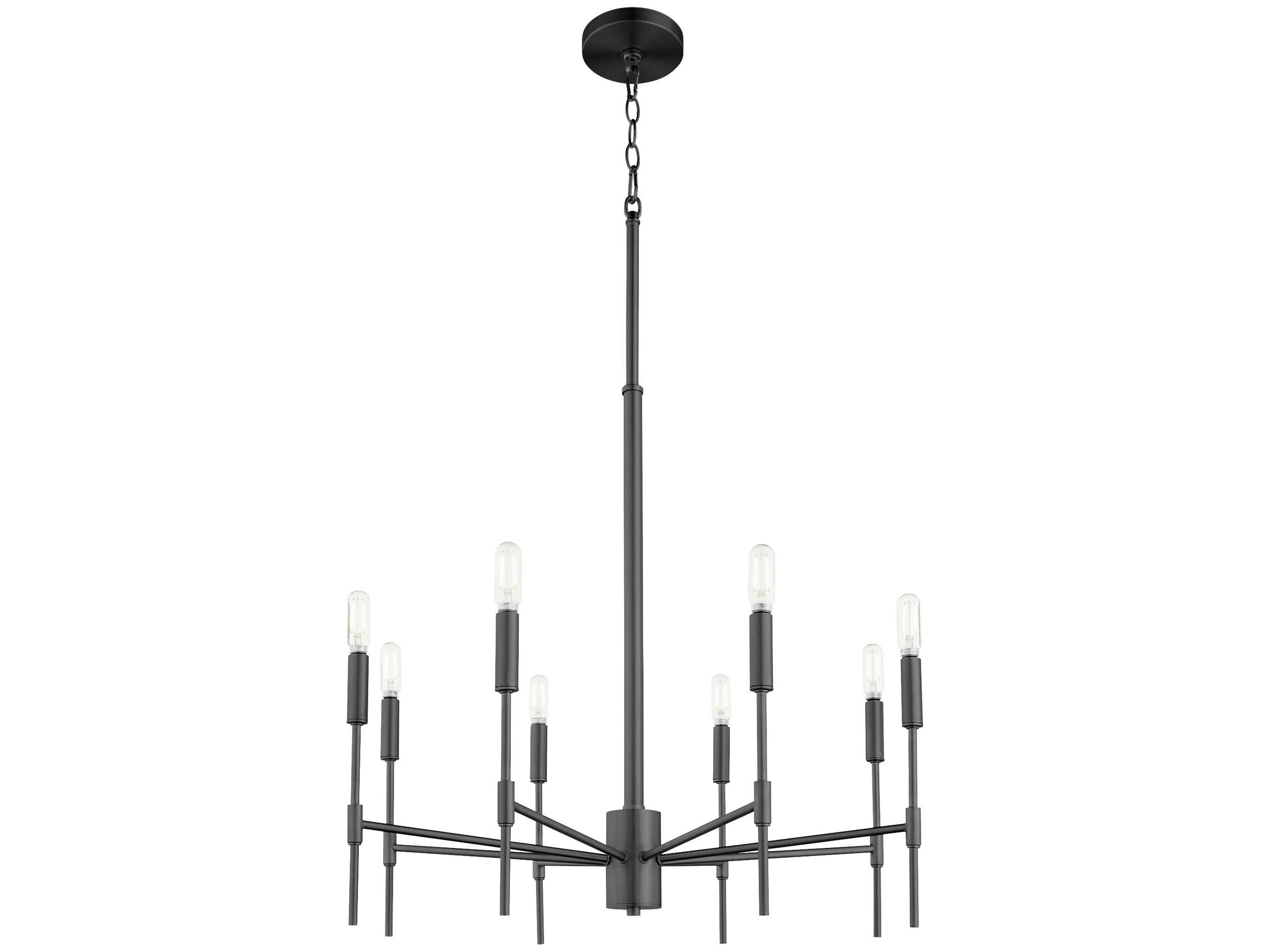 Quorum Hamilton 8-Light Matte Black Cylinder Chandelier
