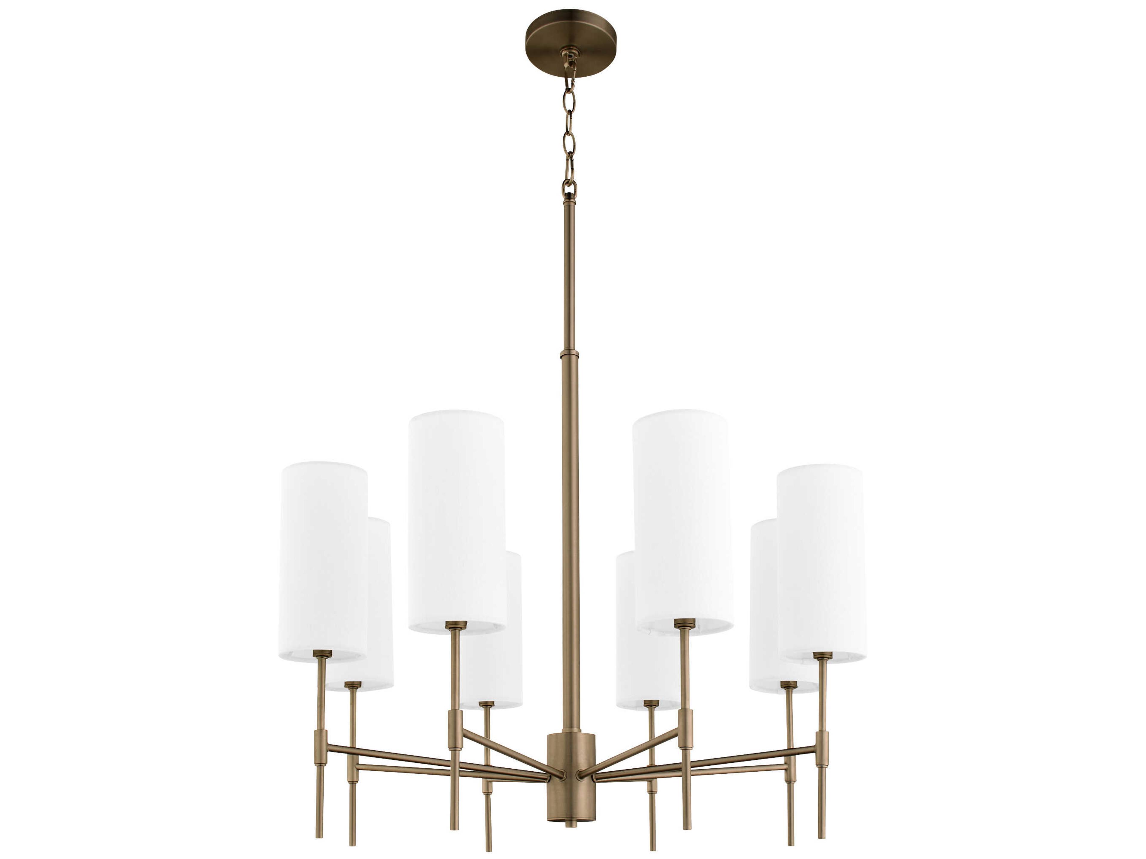 Hamilton 8-Light Dark Brass Cylinder Chandelier