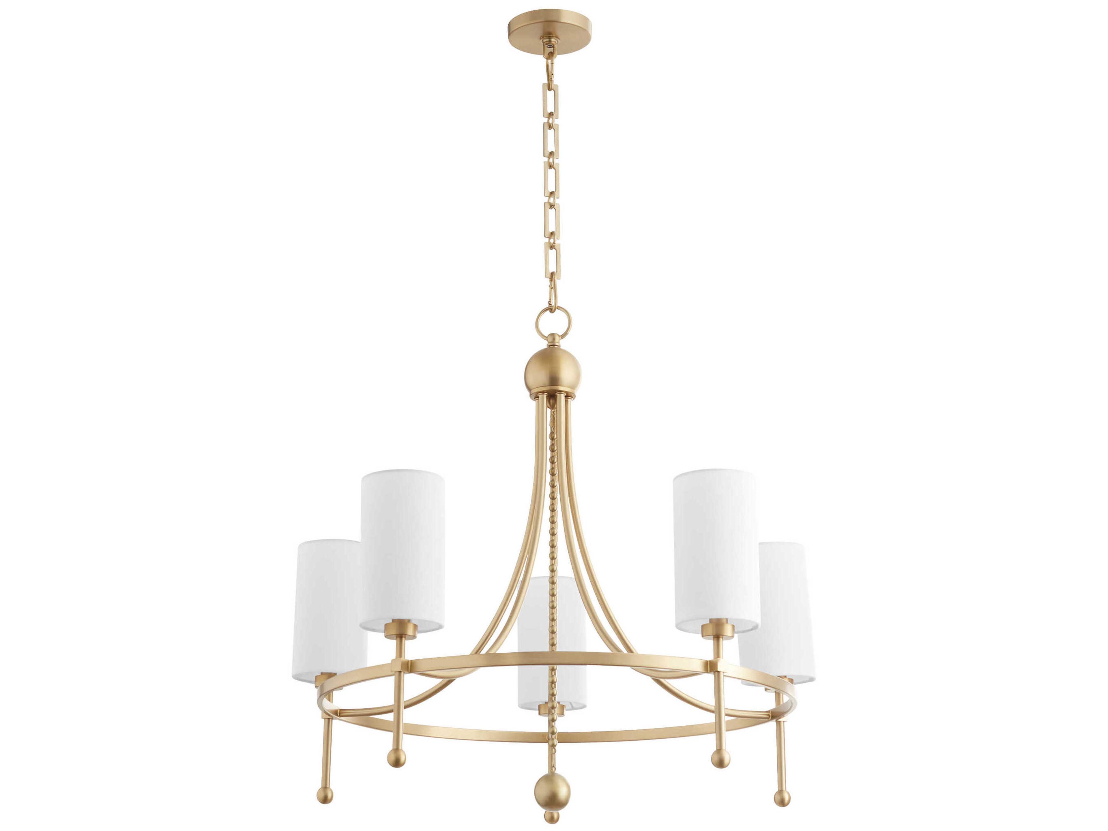 Quorum Lee Boulevard 5-Light Aged Brass Cylinder Chandelier