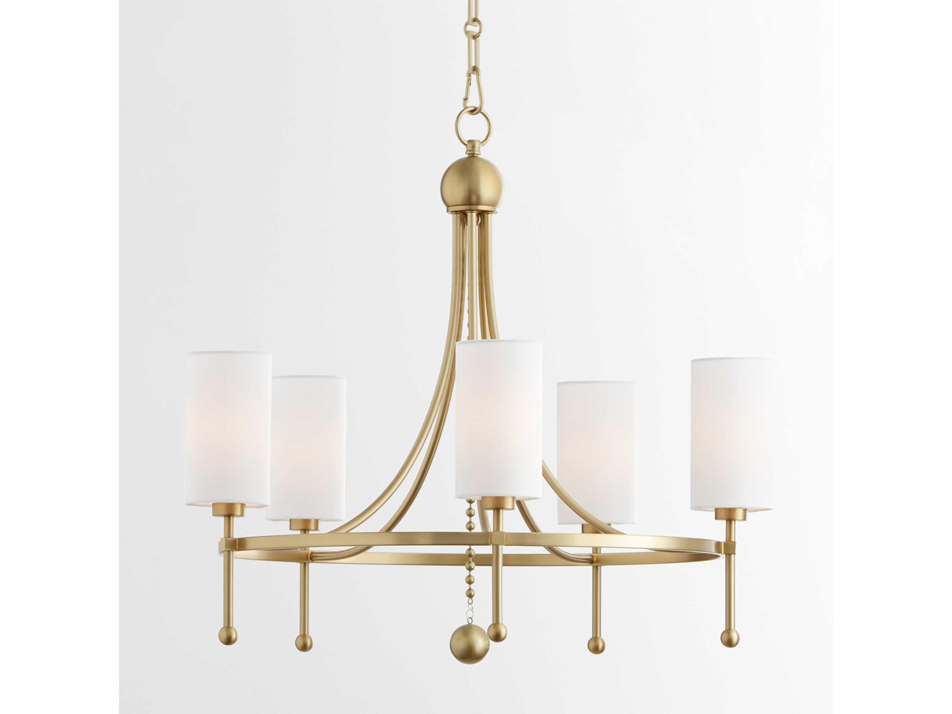 Quorum Lee Boulevard 5-Light Aged Brass Cylinder Chandelier