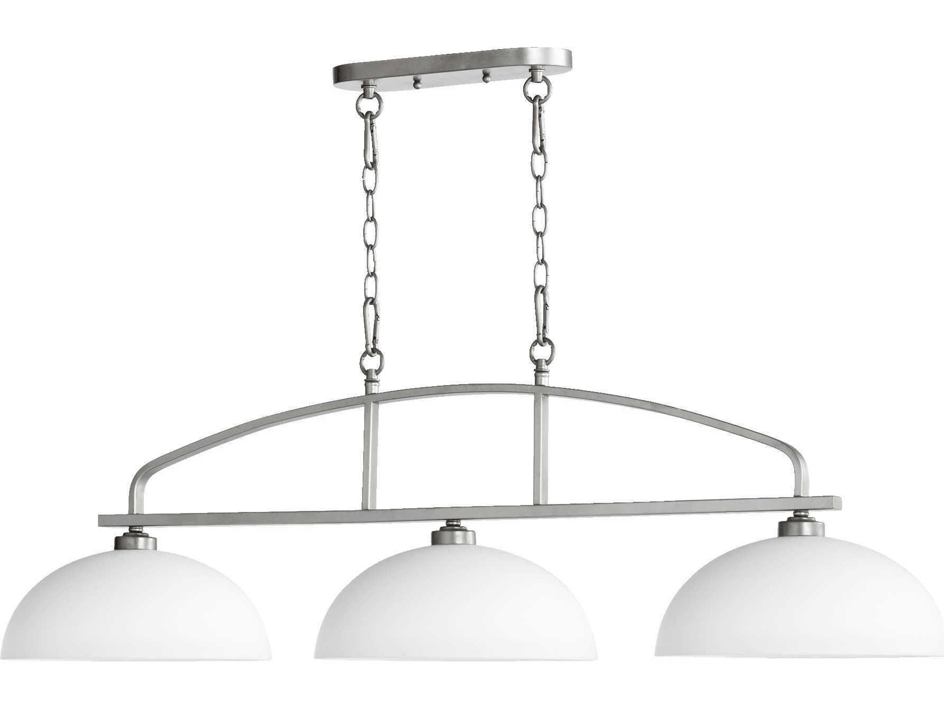 Reyes 3-Light Classic Nickel Glass Bowl Island Pendant