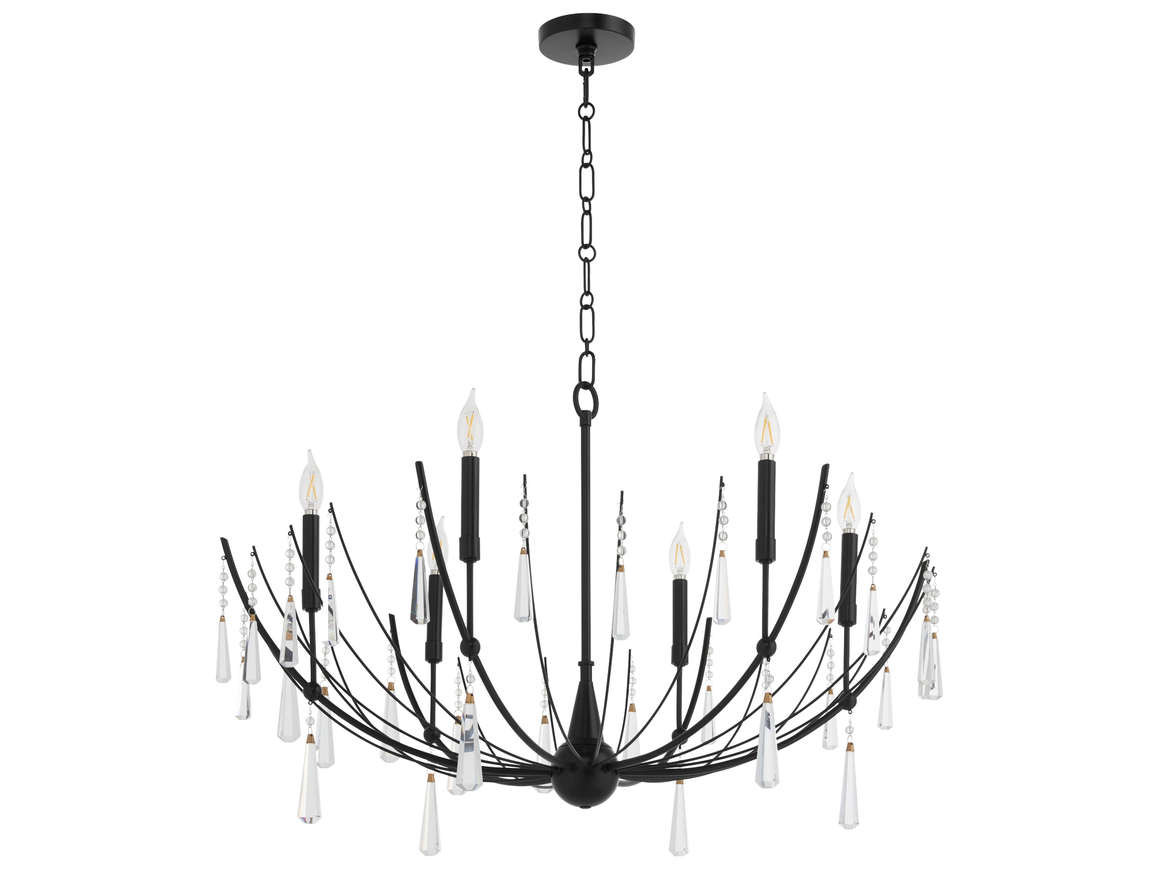 Quorum Eloise 6-Light Matte Black Candelabra Chandelier