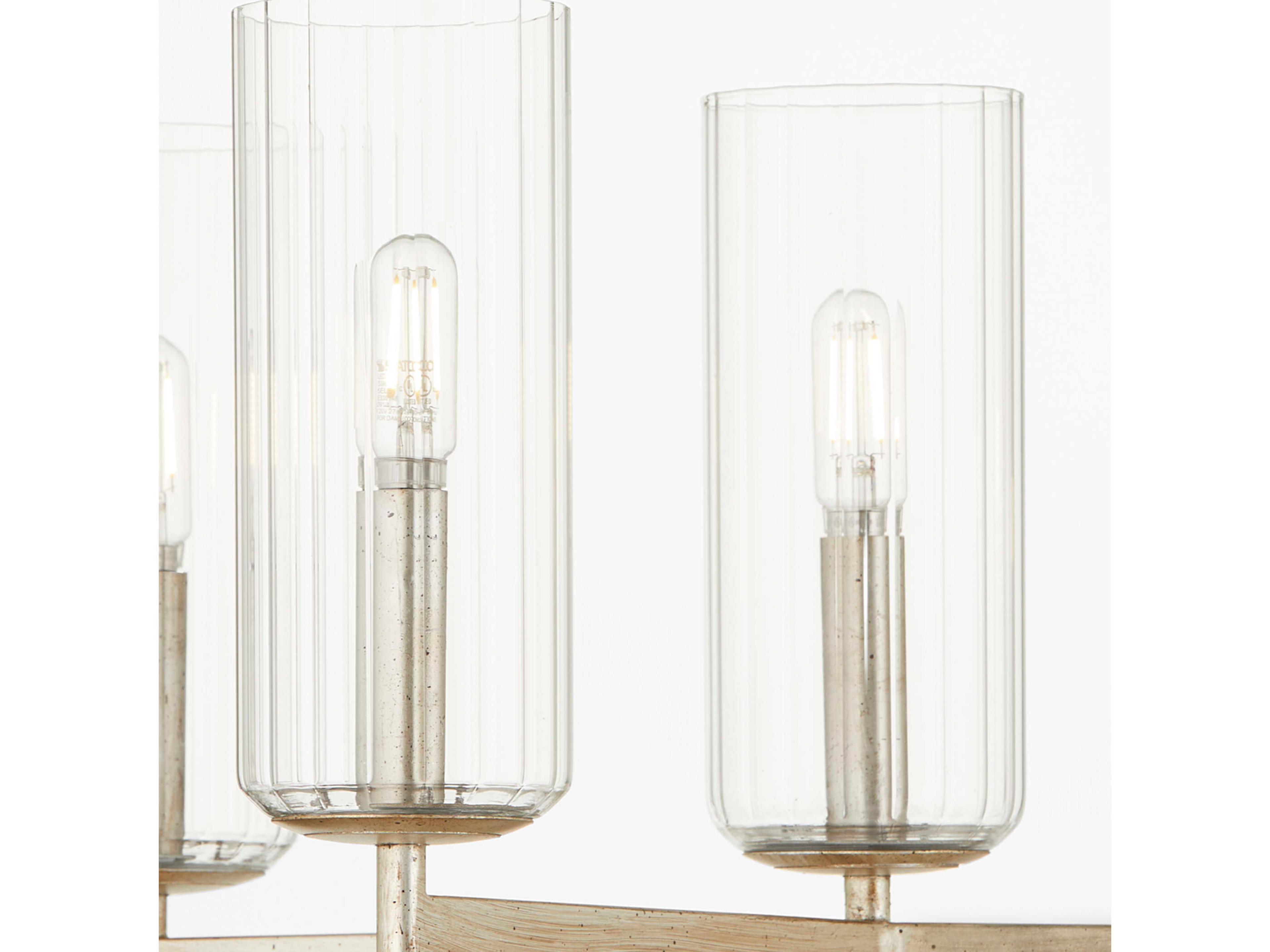 Quorum Merrick 6-Light Aged Silver Leaf Cylinder Chandelier