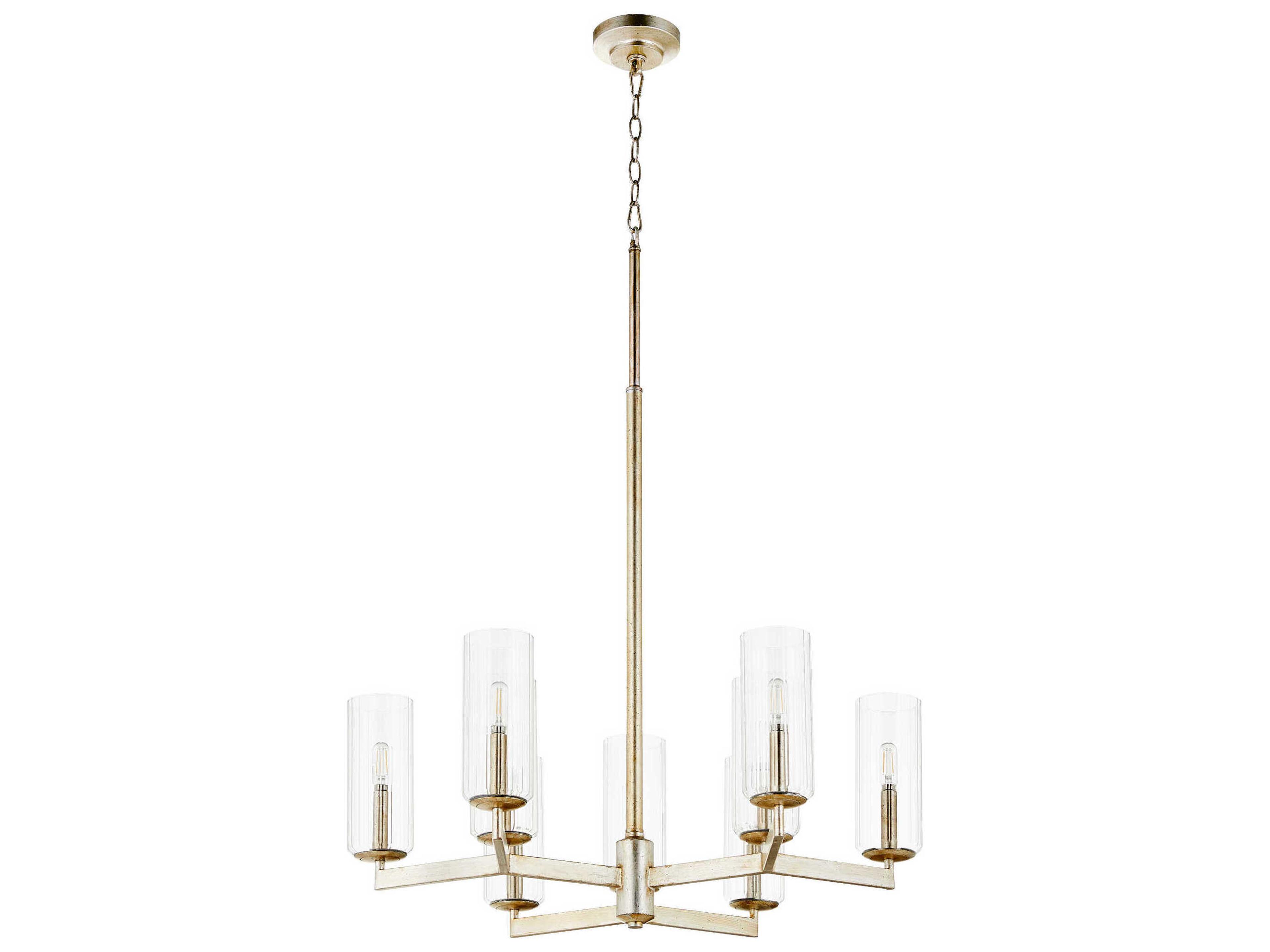 Quorum Merrick 9-Light Aged Silver Leaf Cylinder Chandelier