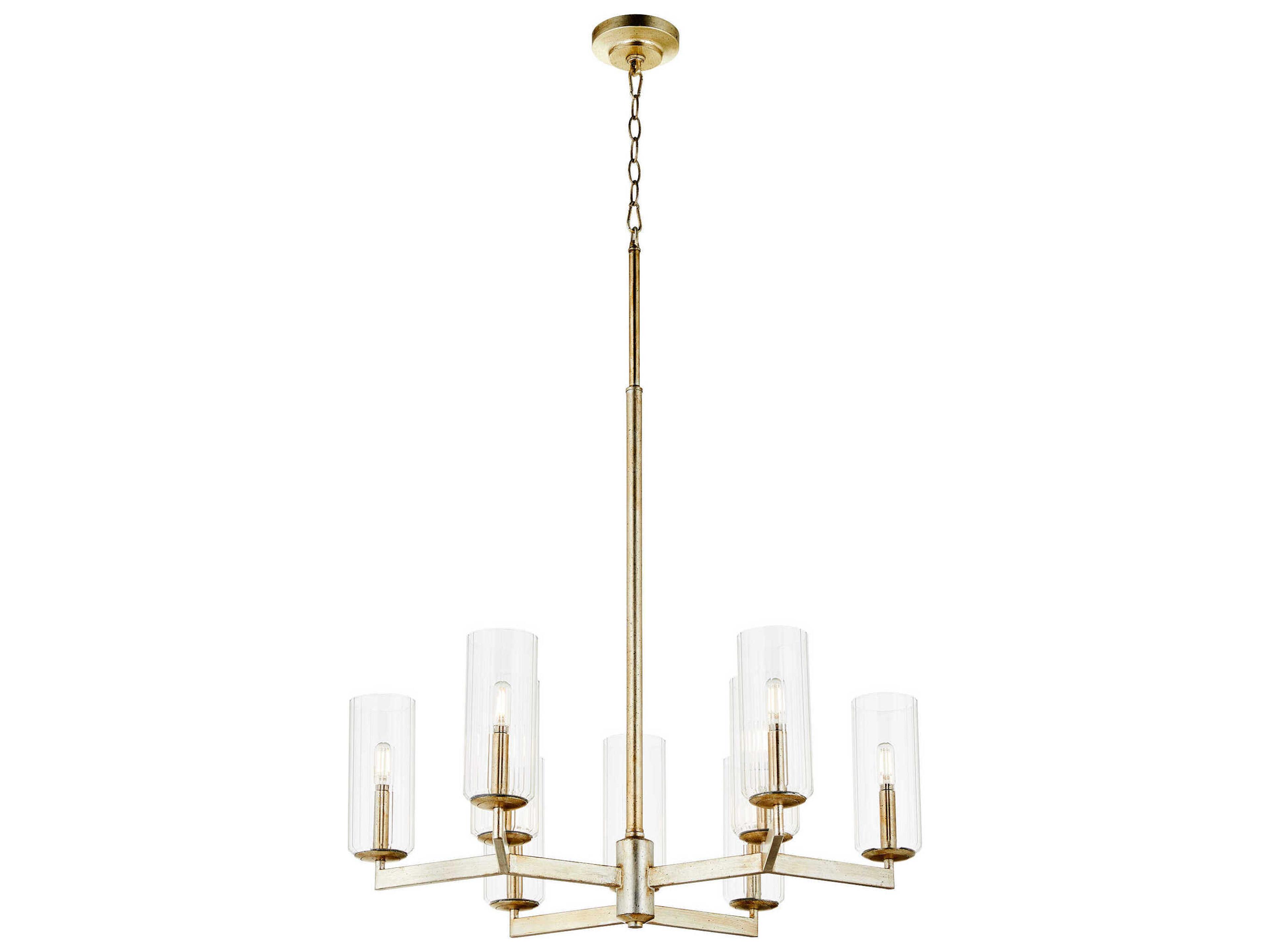 Quorum Merrick 9-Light Aged Silver Leaf Cylinder Chandelier