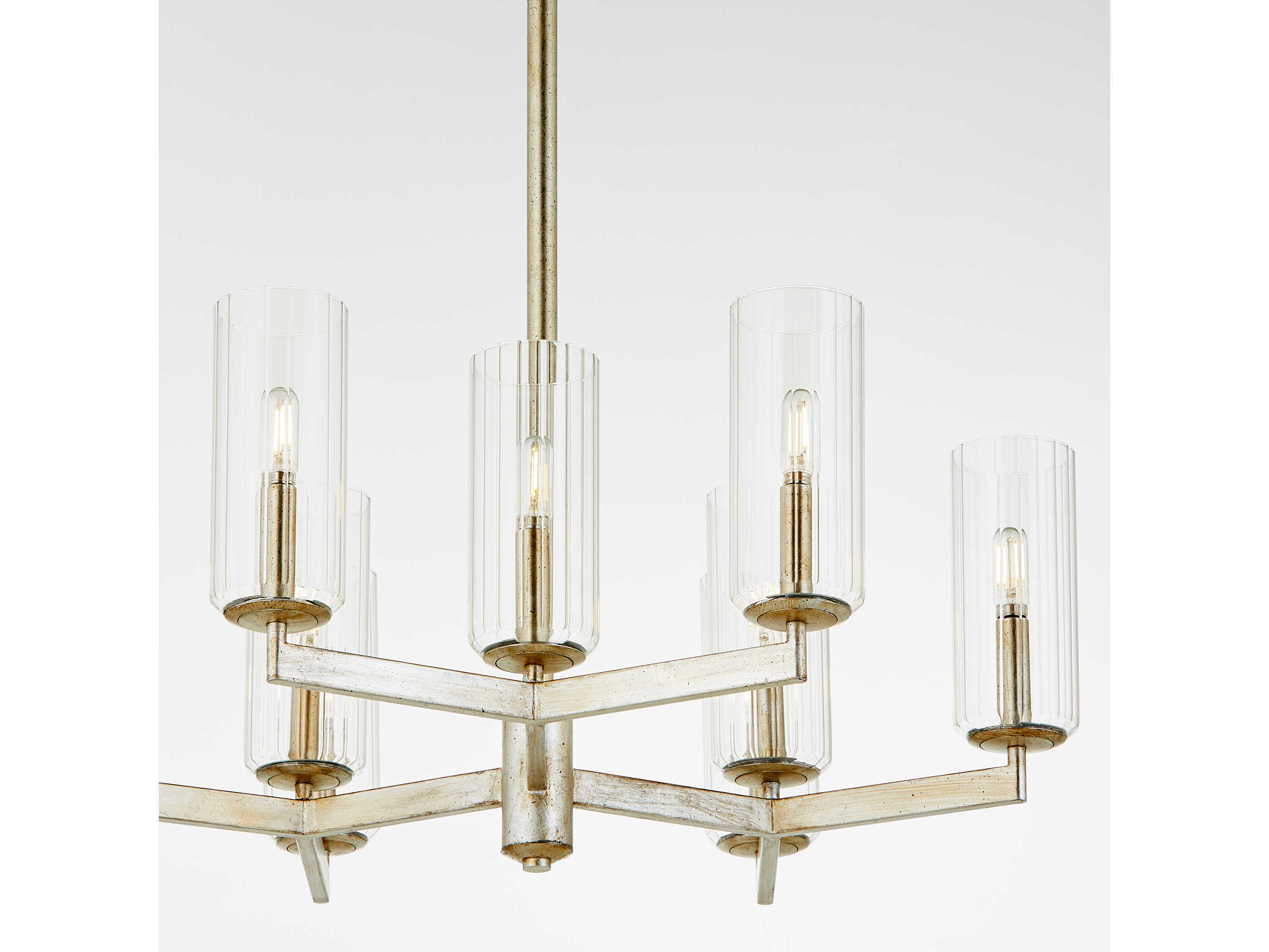 Quorum Merrick 9-Light Aged Silver Leaf Cylinder Chandelier