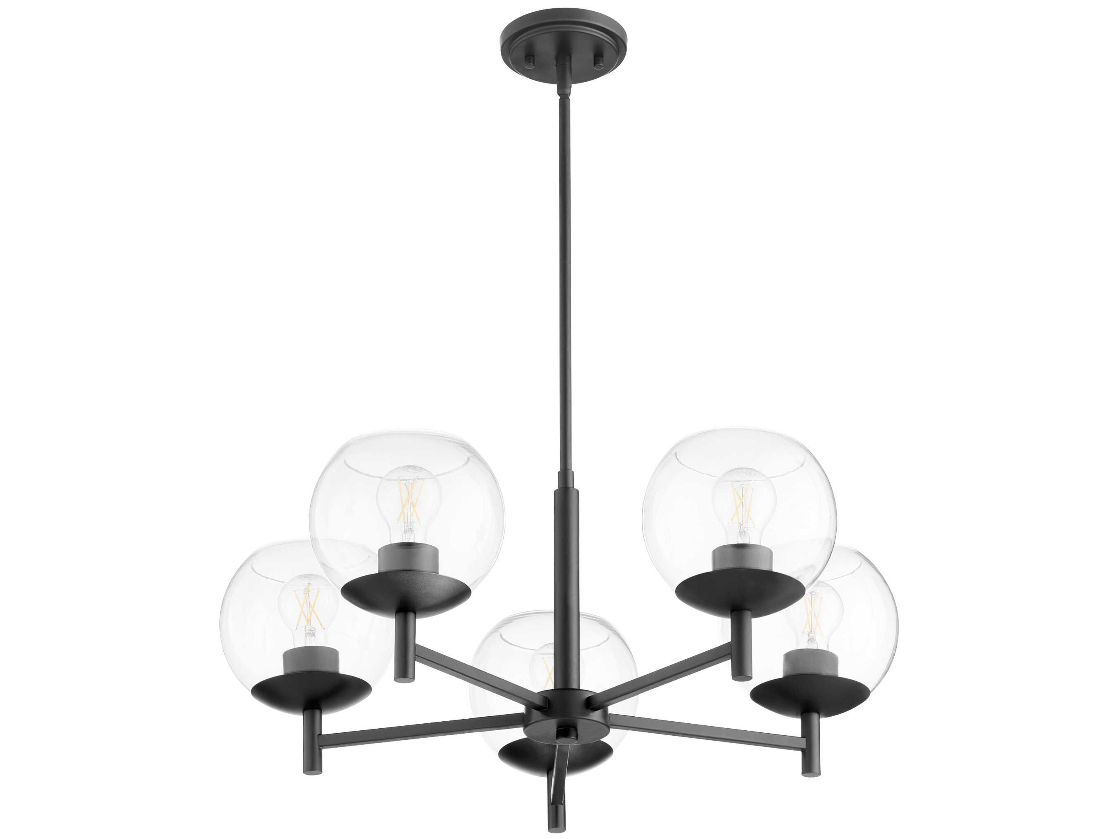 Lyon 5-Light Matte Black Glass Globe Chandelier