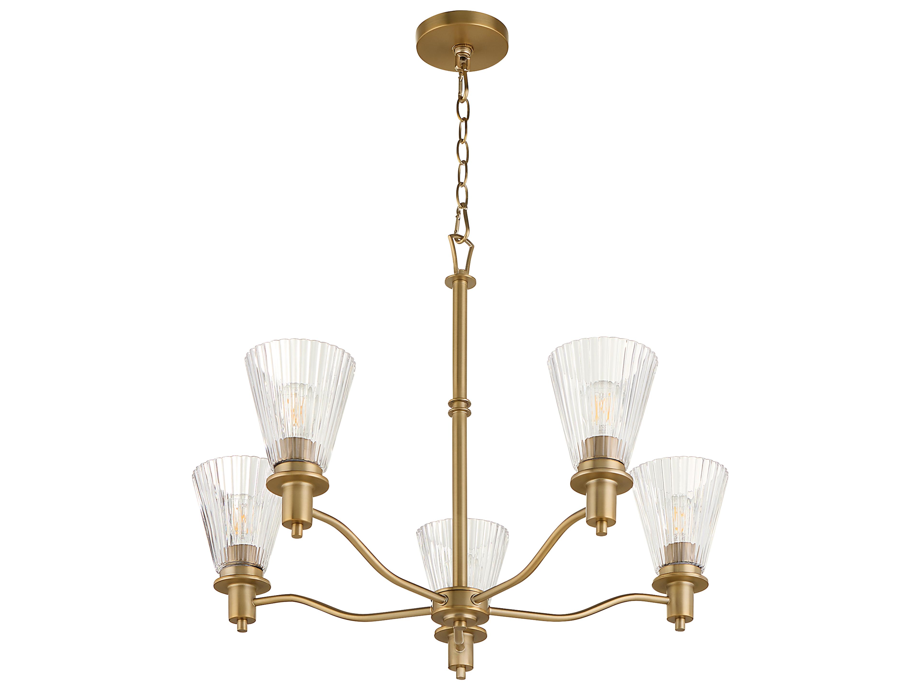 Lawton 5-Light Brushed Brass Candelabra Chandelier