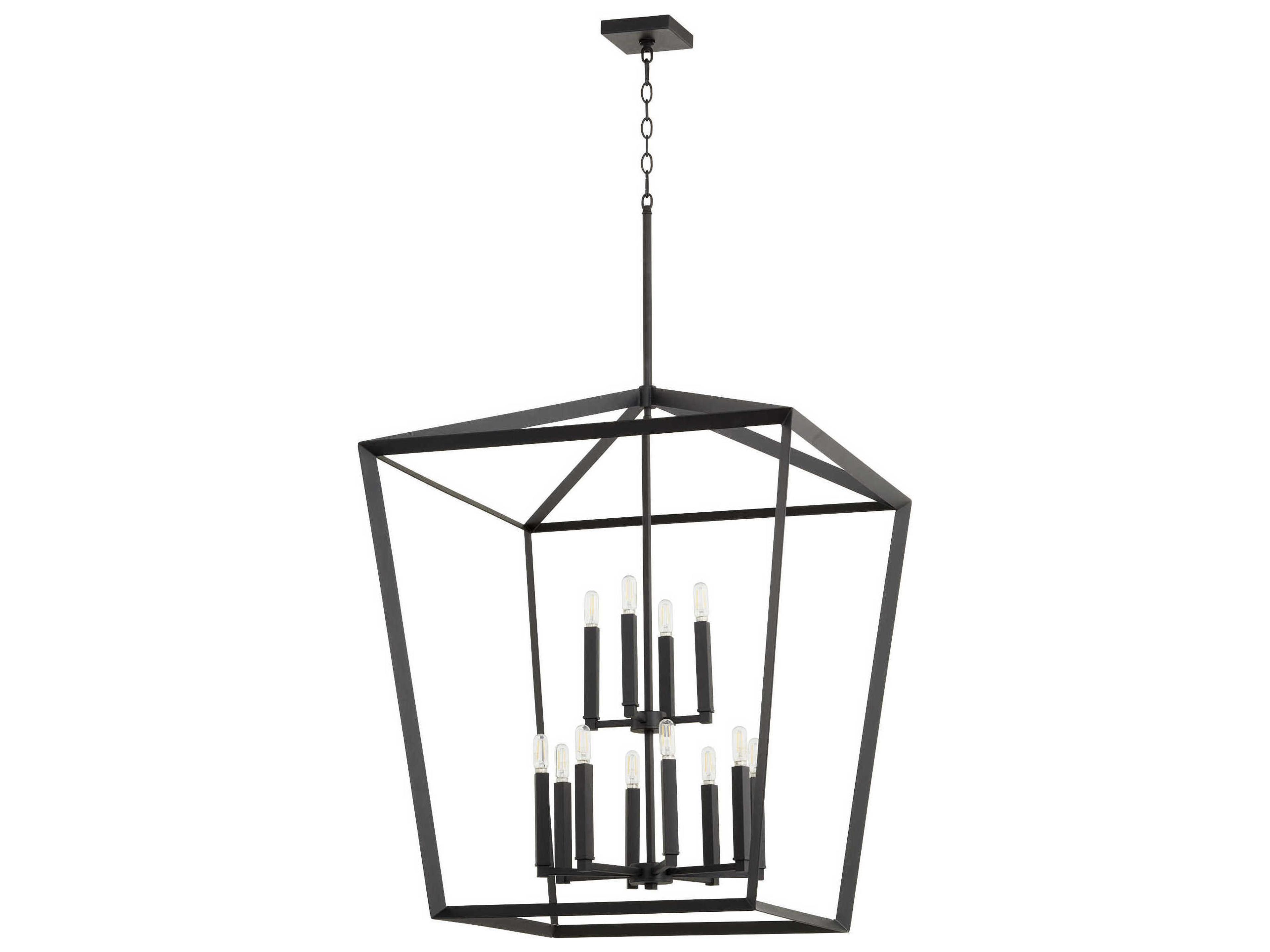 Manor 12-Light Noir Black Candelabra Tiered Chandelier