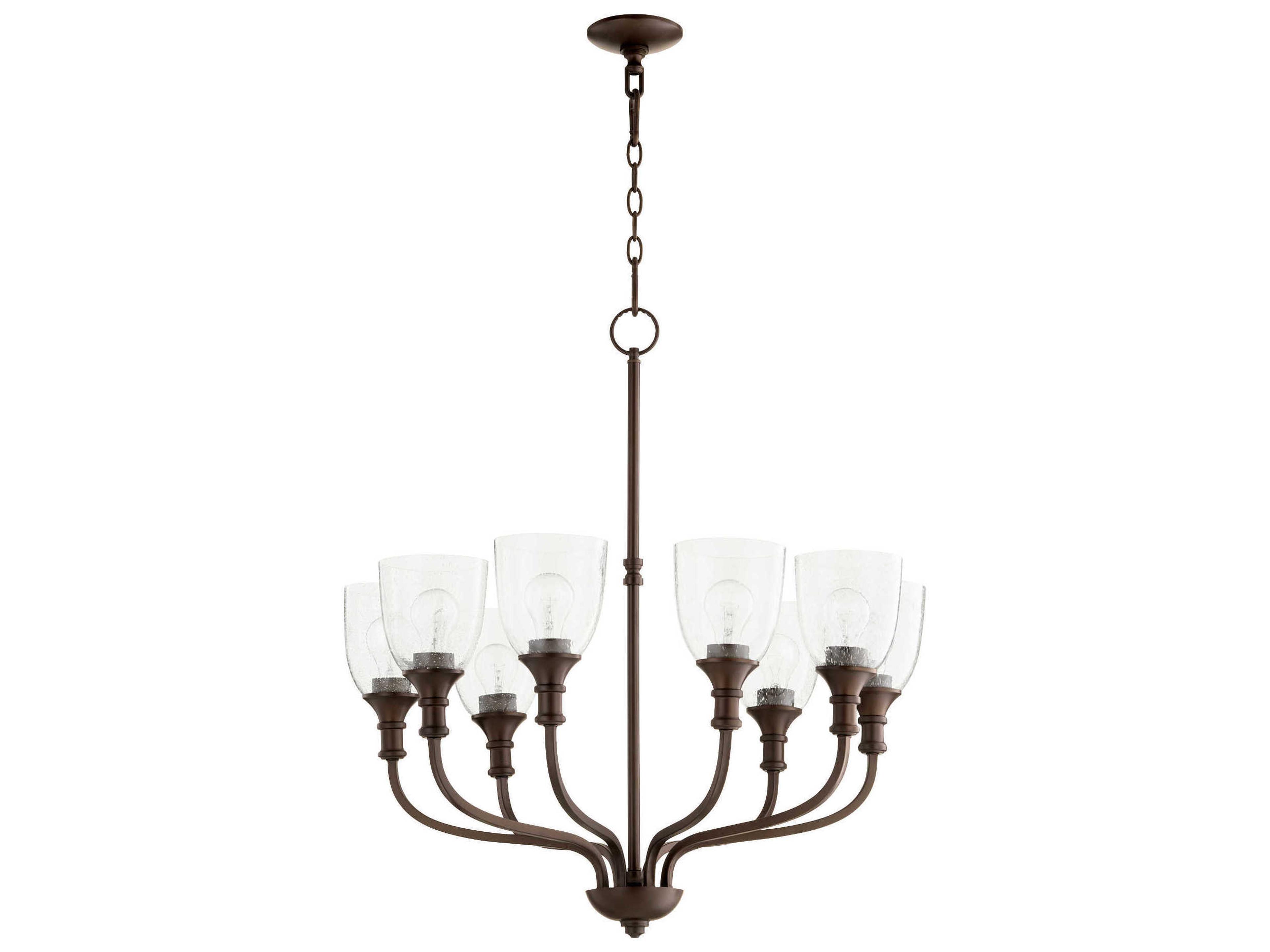 Richmond 8-Light Oiled Bronze With Clear Seeded Glass Bell Chandelier