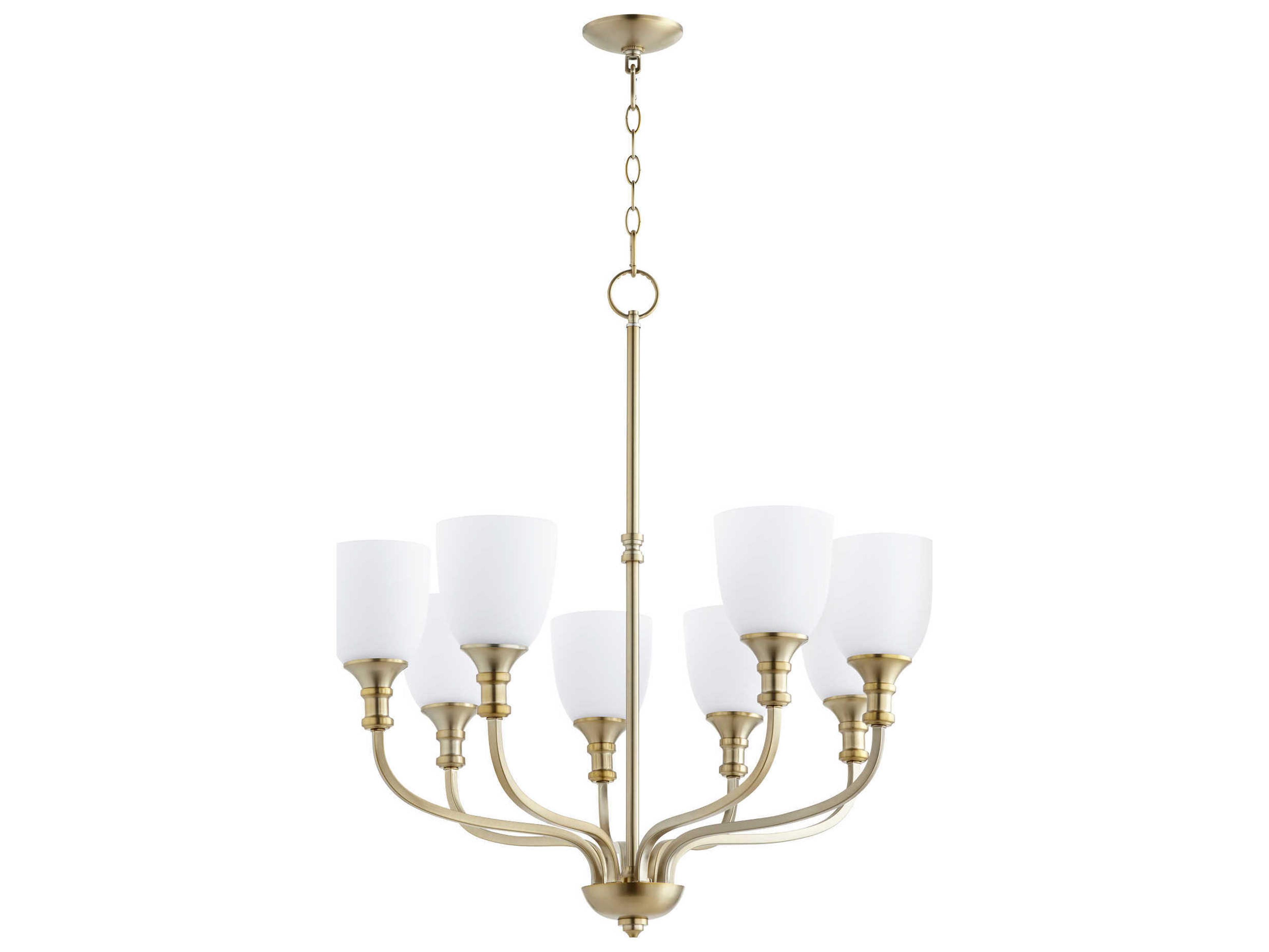 Richmond 8-Light Aged Brass Glass Bell Chandelier