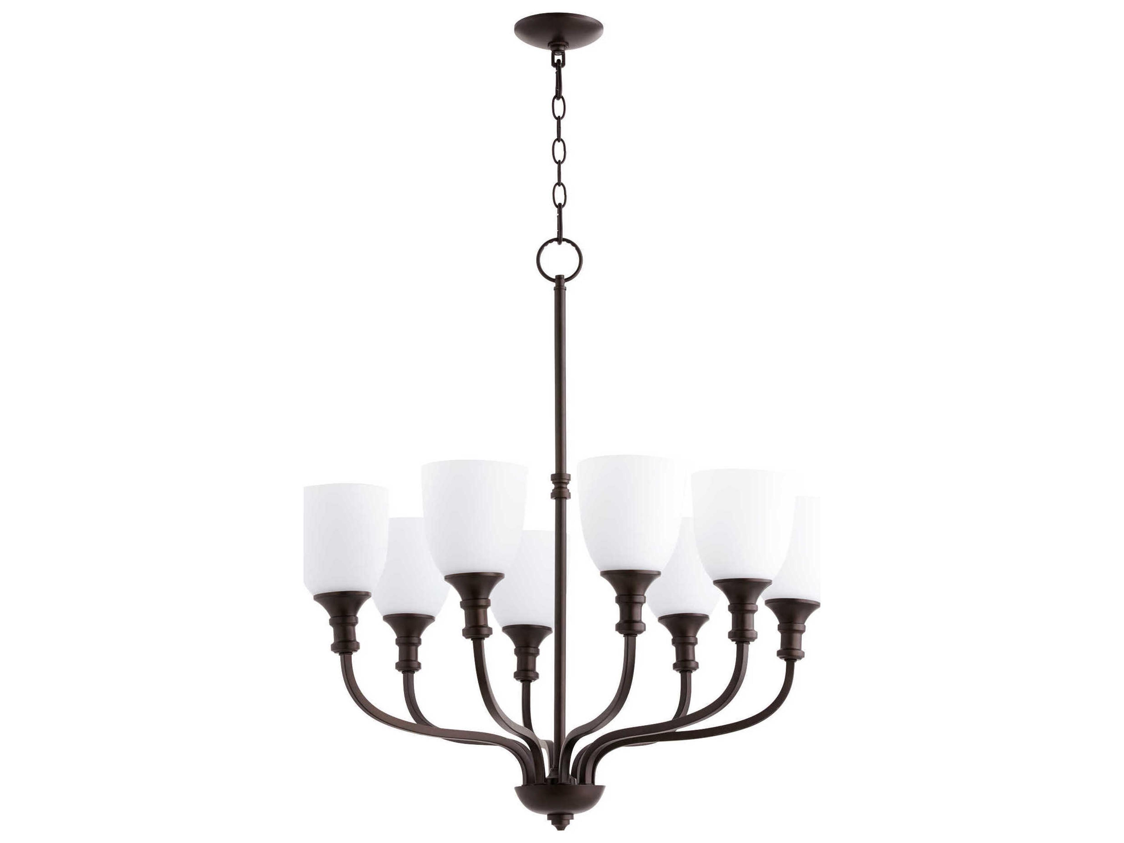 Richmond 8-Light Oiled Bronze Glass Bell Chandelier