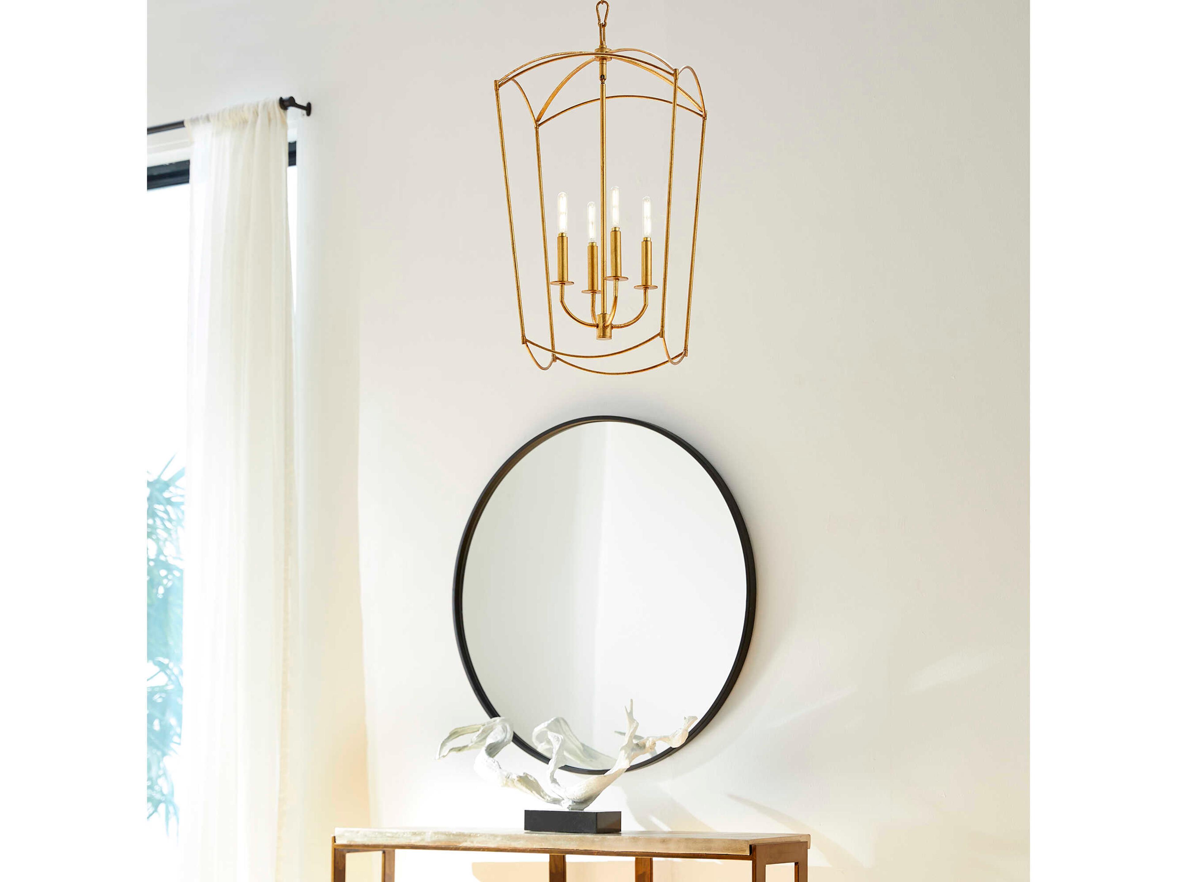 Quorum Mantle 4-Light Gold Leaf Pendant