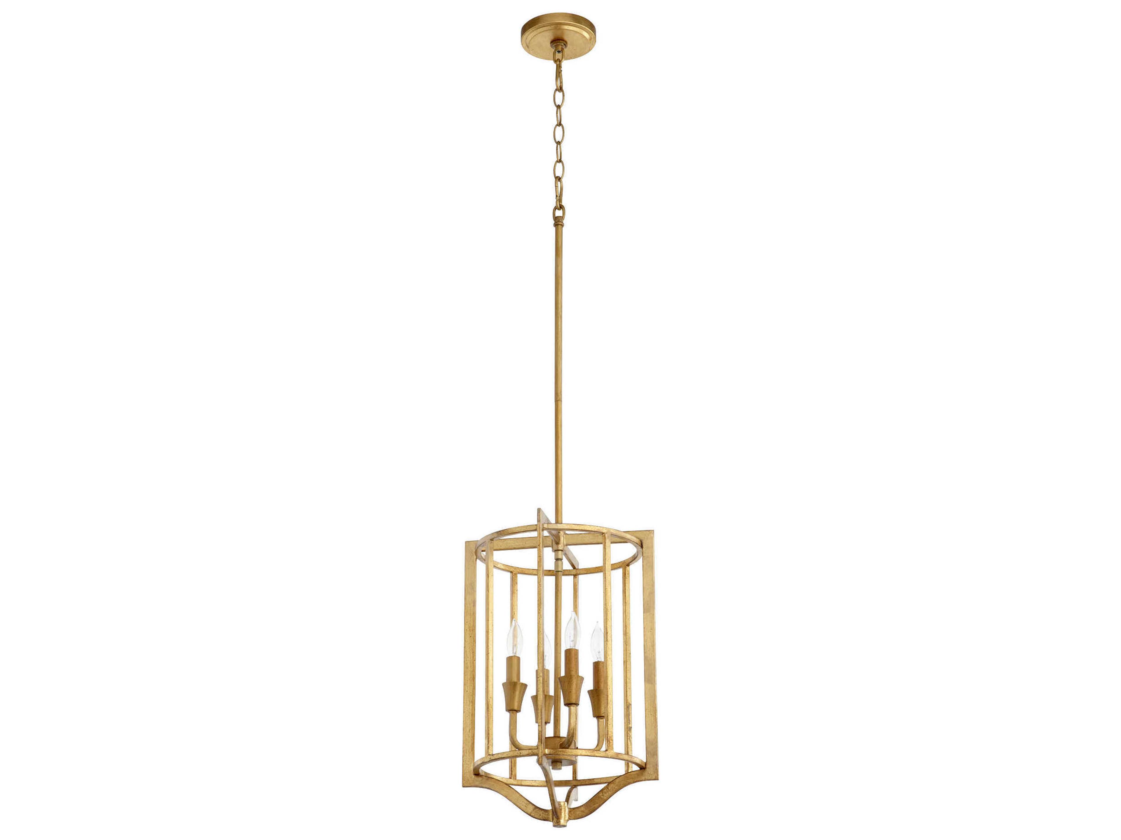 Marquee 4-Light Gold Leaf Candelabra Cylinder Chandelier