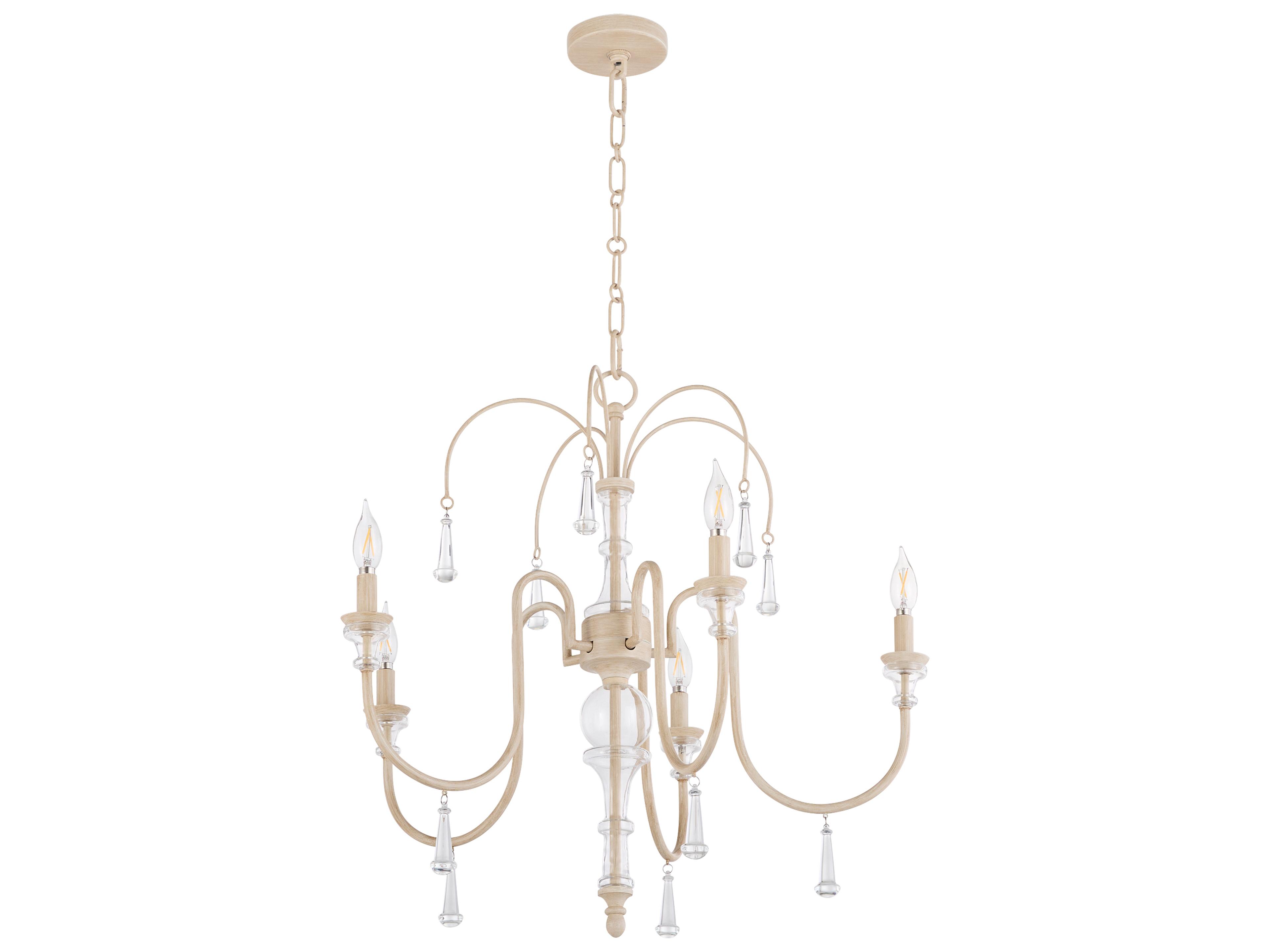 Clasica 5-Light Washed Oak Off White Candelabra Chandelier