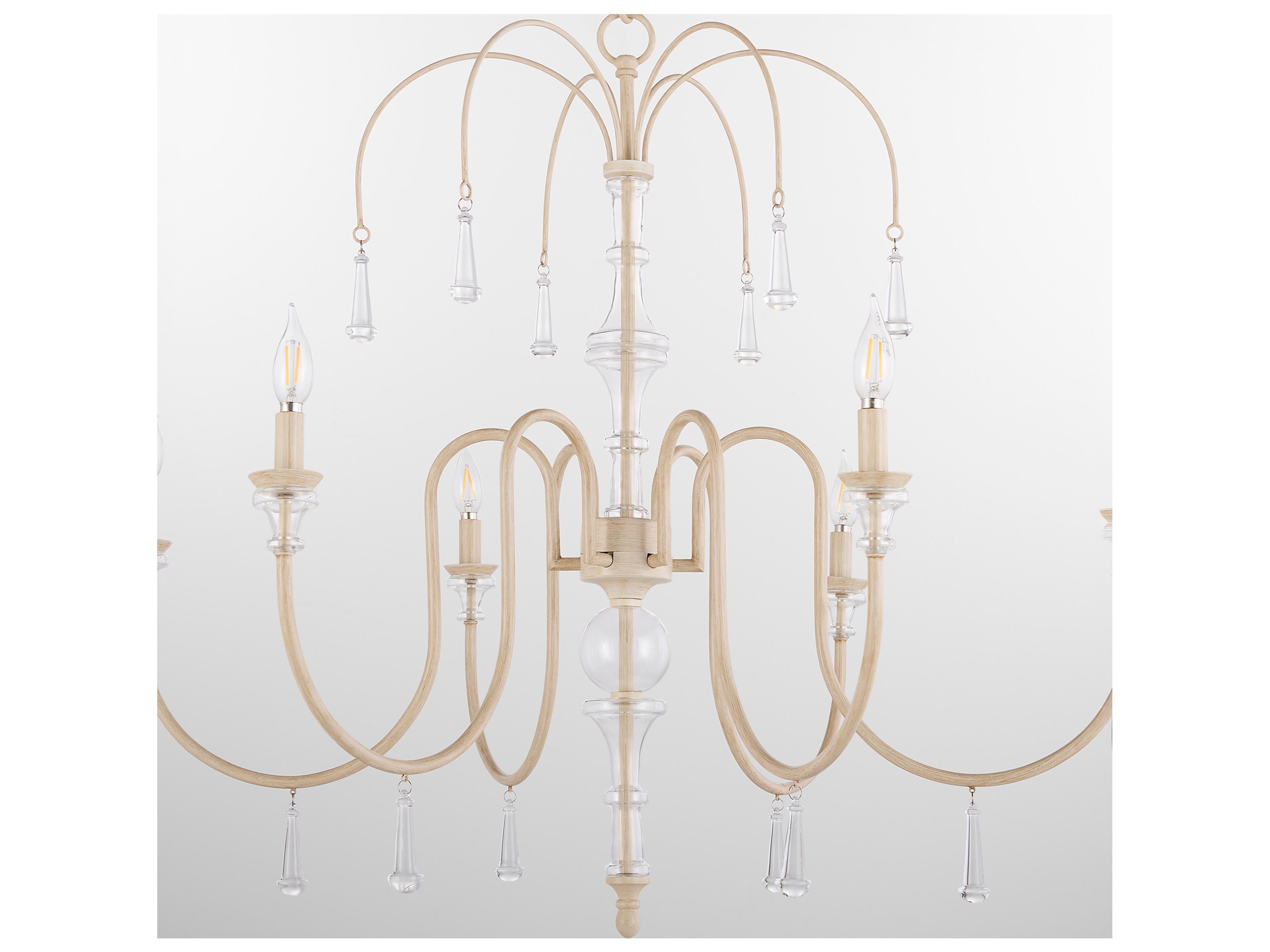 Quorum Clasica 6-Light Washed Oak Off White Candelabra Chandelier