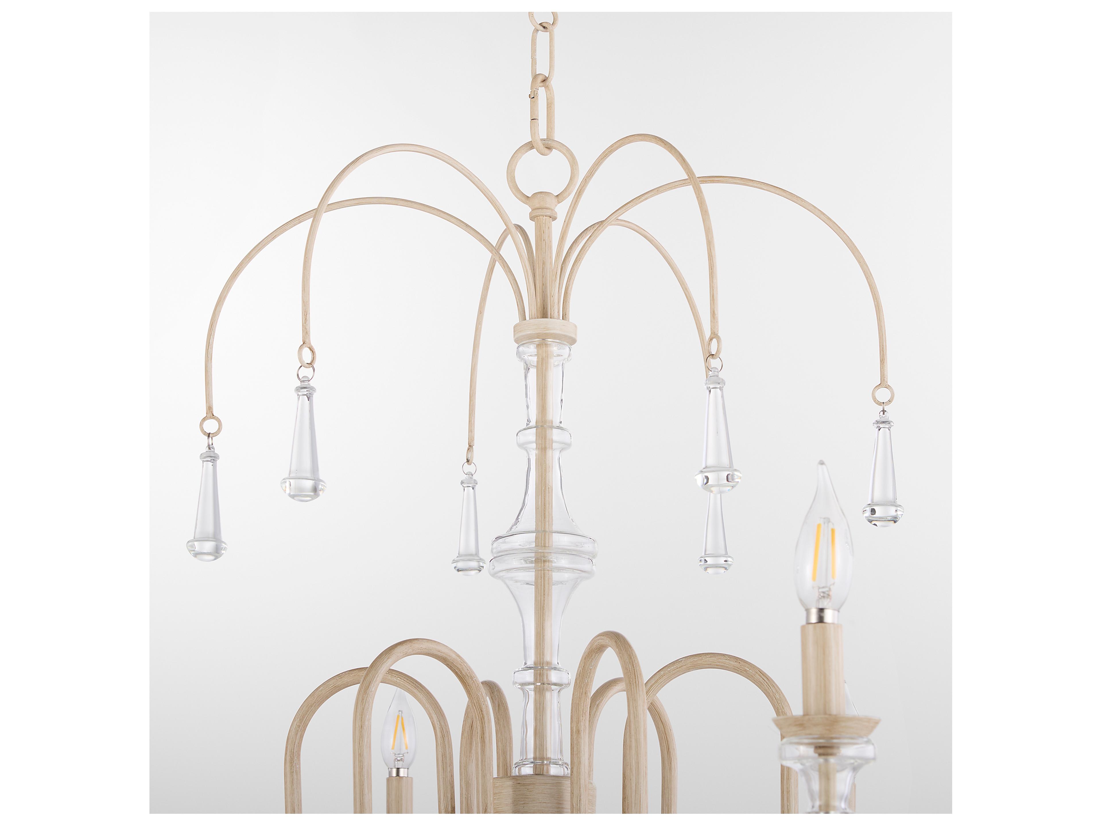 Quorum Clasica 6-Light Washed Oak Off White Candelabra Chandelier
