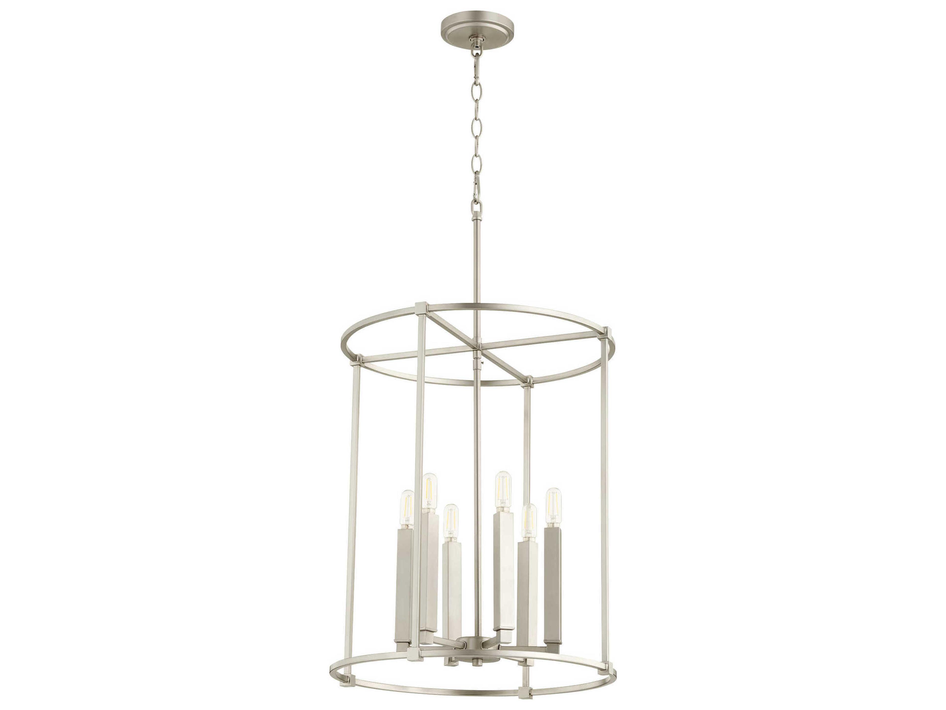 Olympus 6-Light Satin Nickel Candelabra Cylinder Chandelier