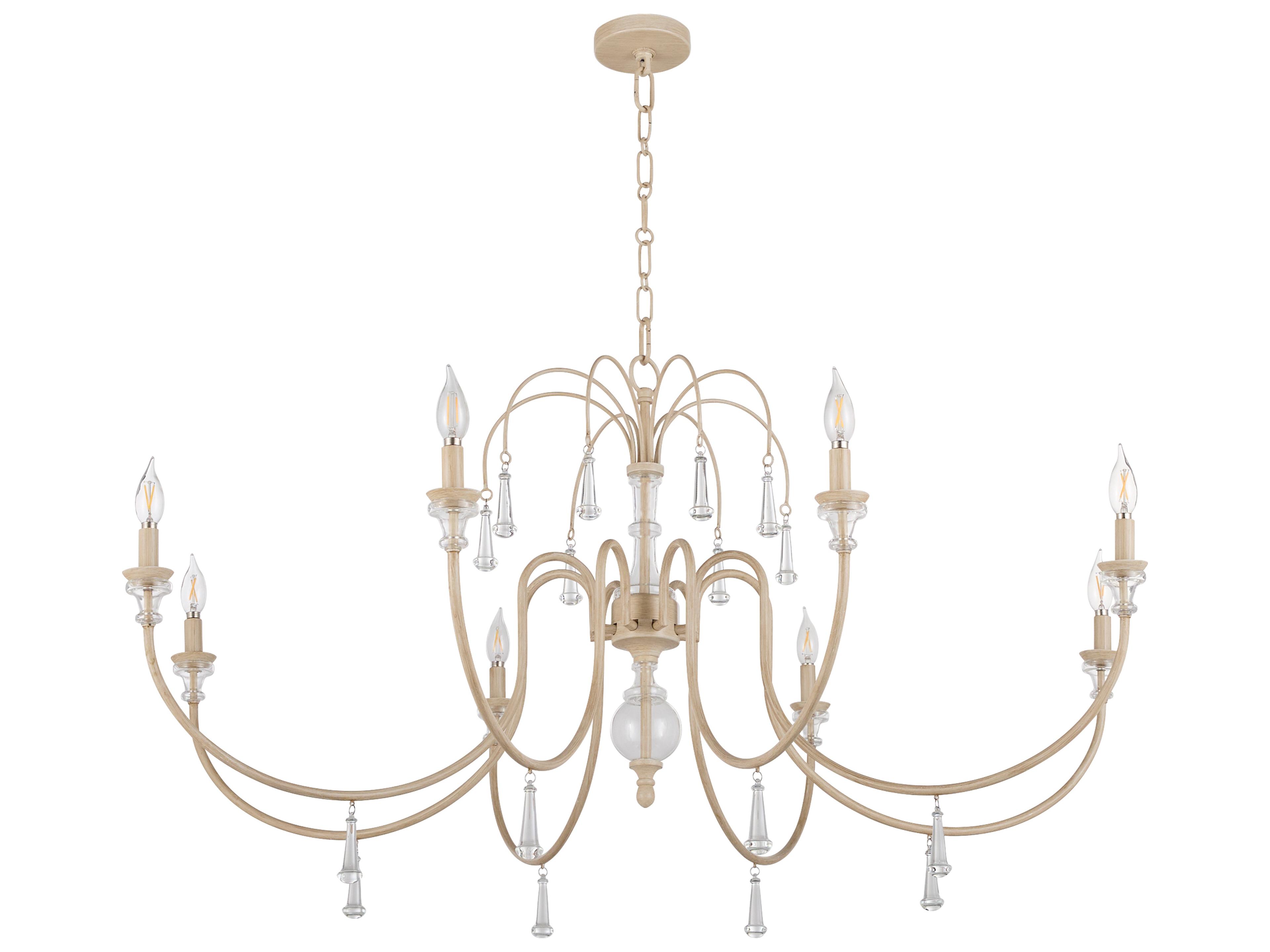Clasica 8-Light Washed Oak Gold Candelabra Chandelier