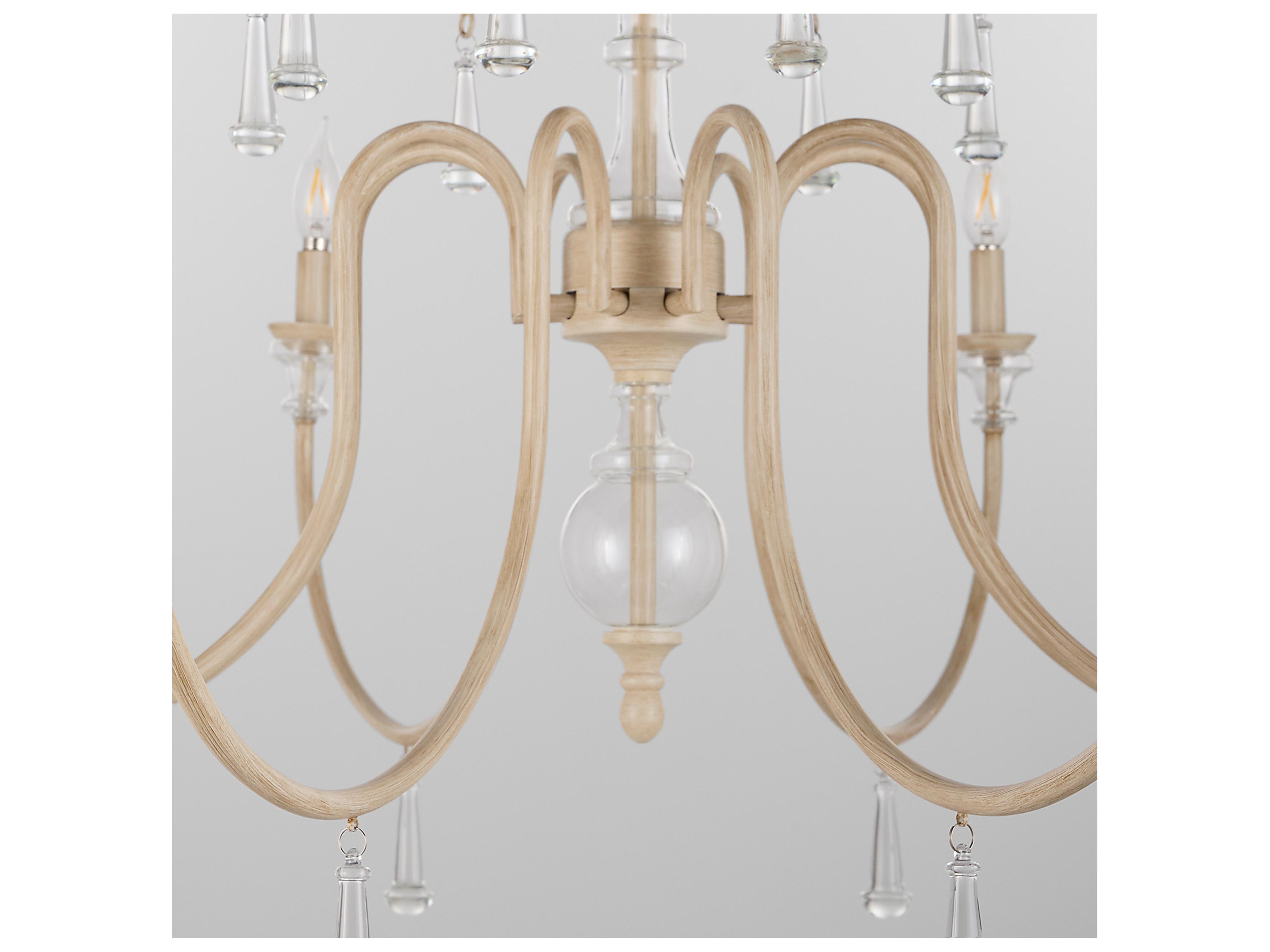 Quorum Clasica 8-Light Washed Oak Gold Candelabra Chandelier
