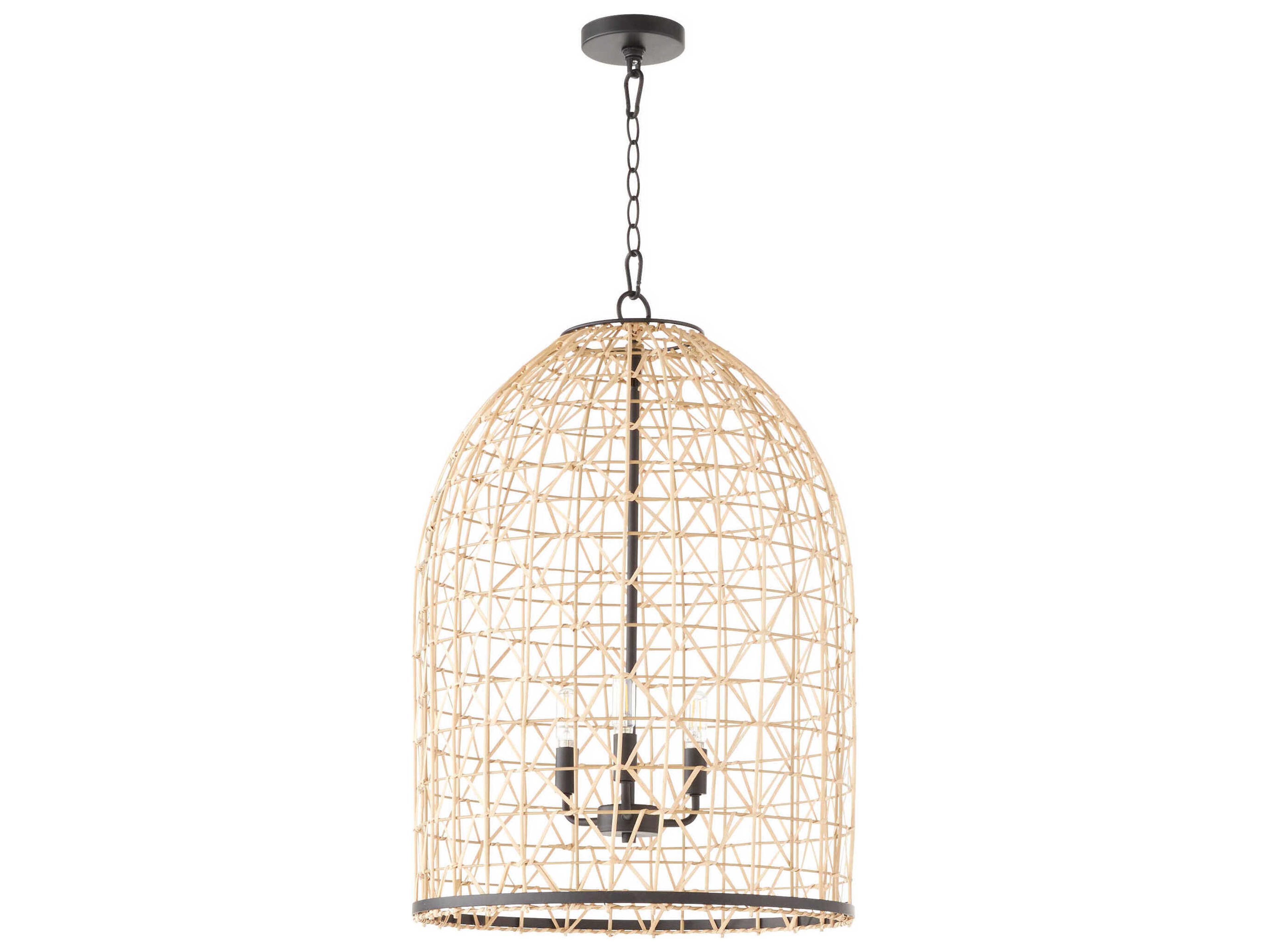 Quorum 3-Light Matte Black Pendant