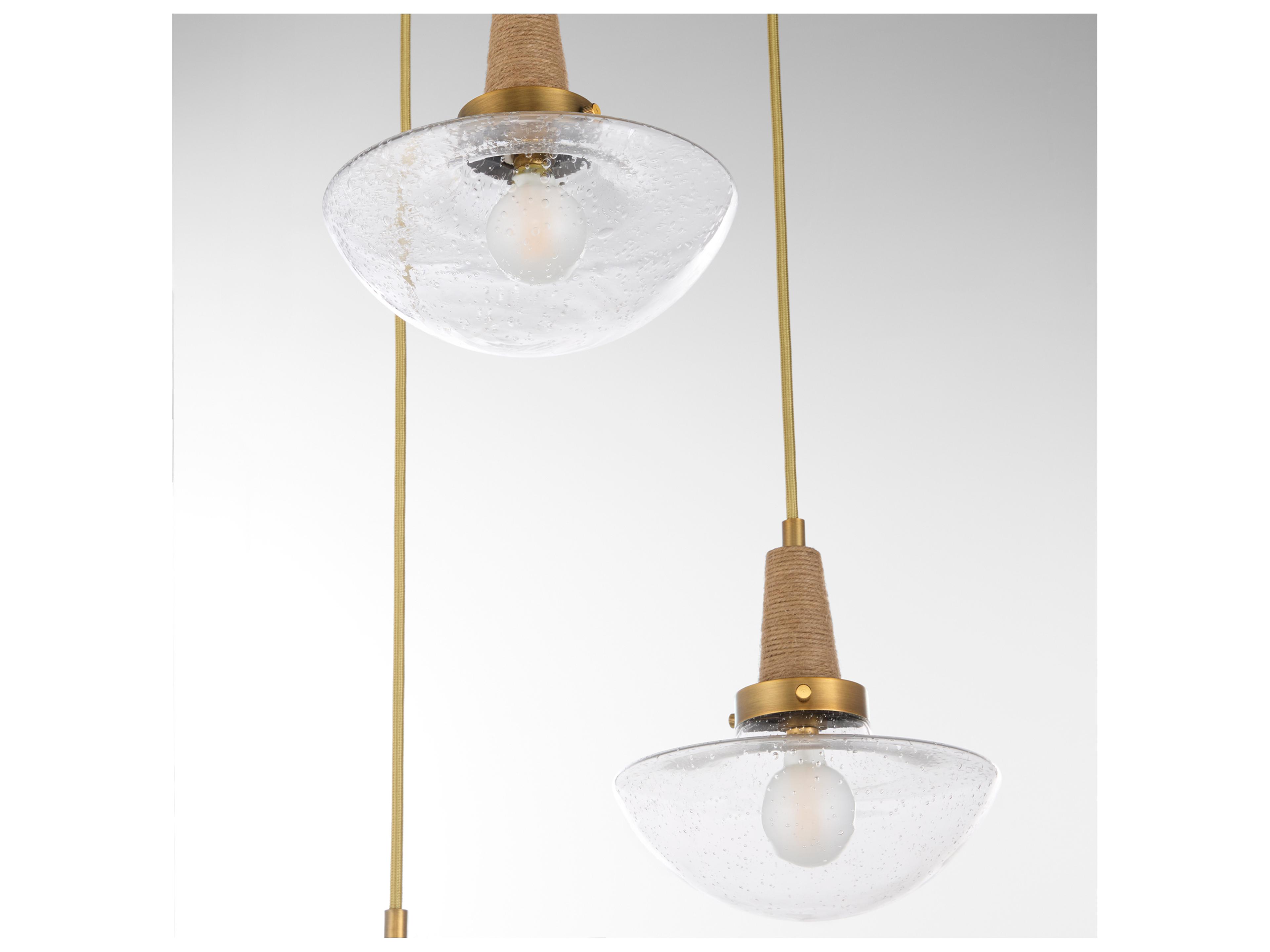 Quorum Stockport 3-Light Brushed Brass Bowl Tiered Pendant