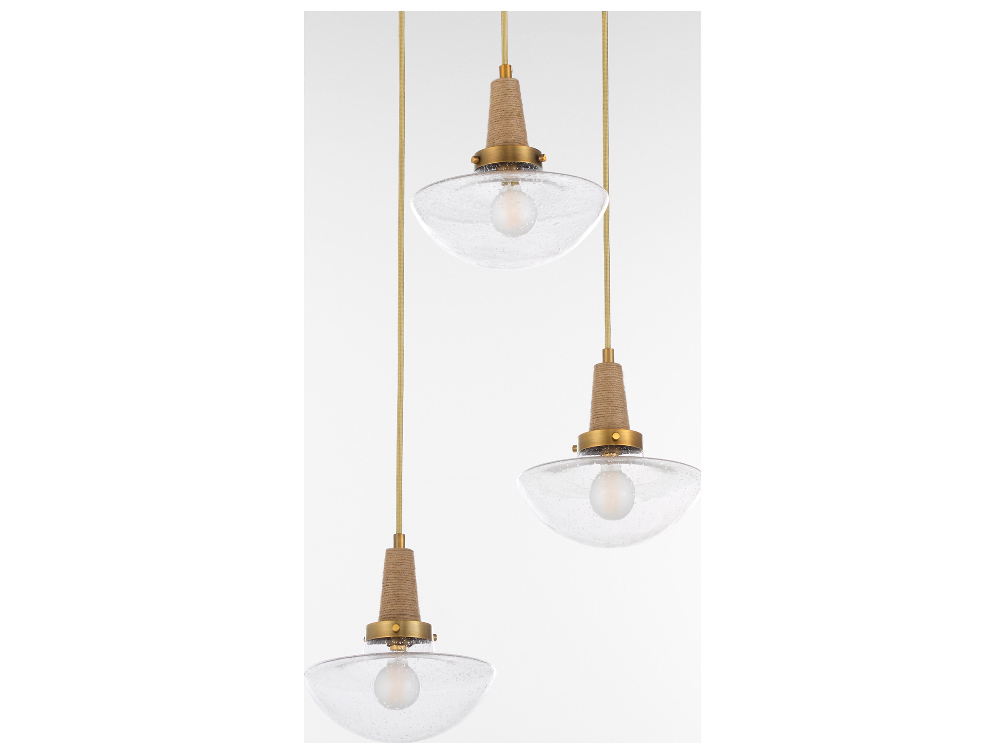 Quorum Stockport 3-Light Brushed Brass Bowl Tiered Pendant