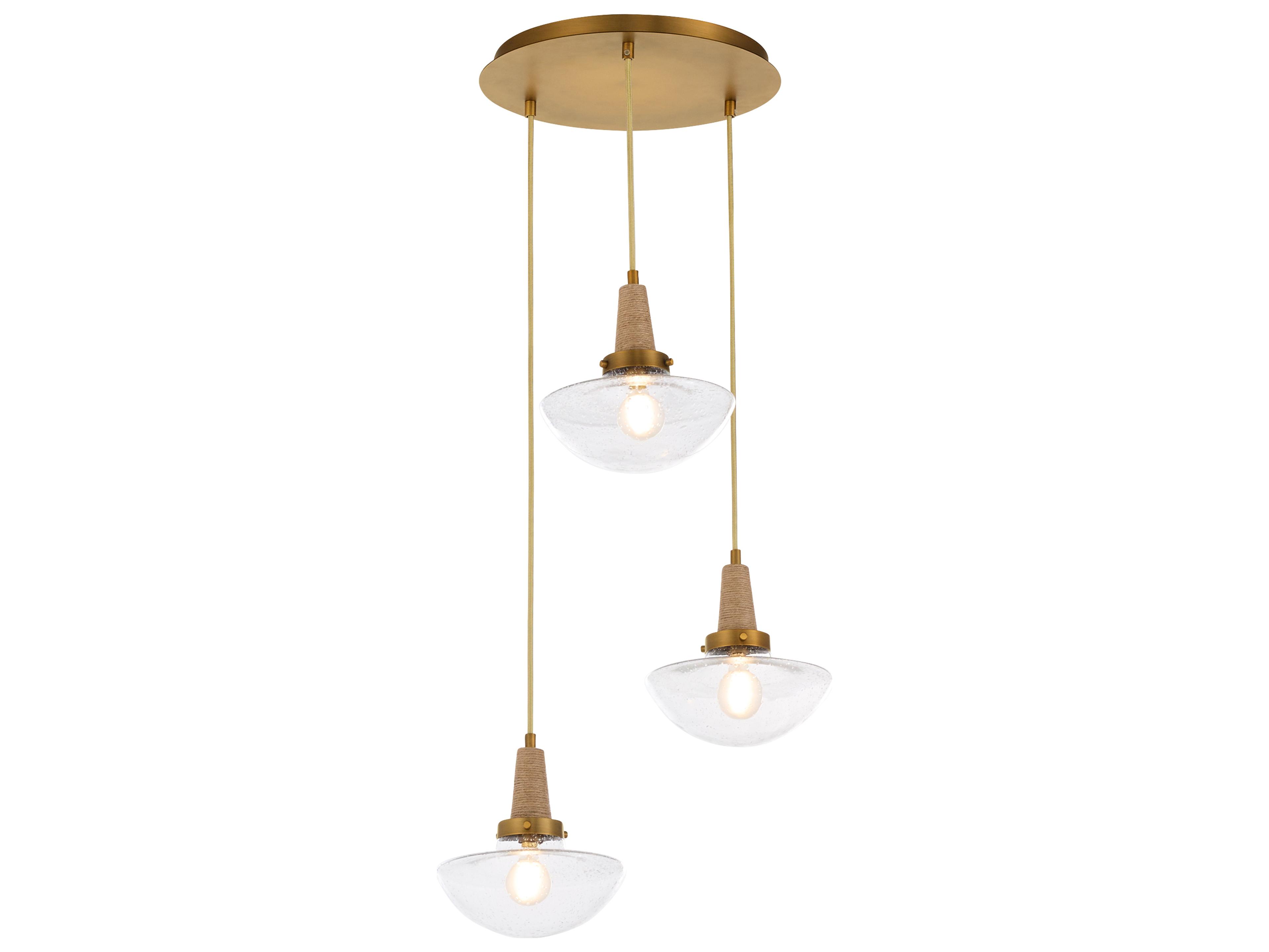 Quorum Stockport 3-Light Brushed Brass Bowl Tiered Pendant
