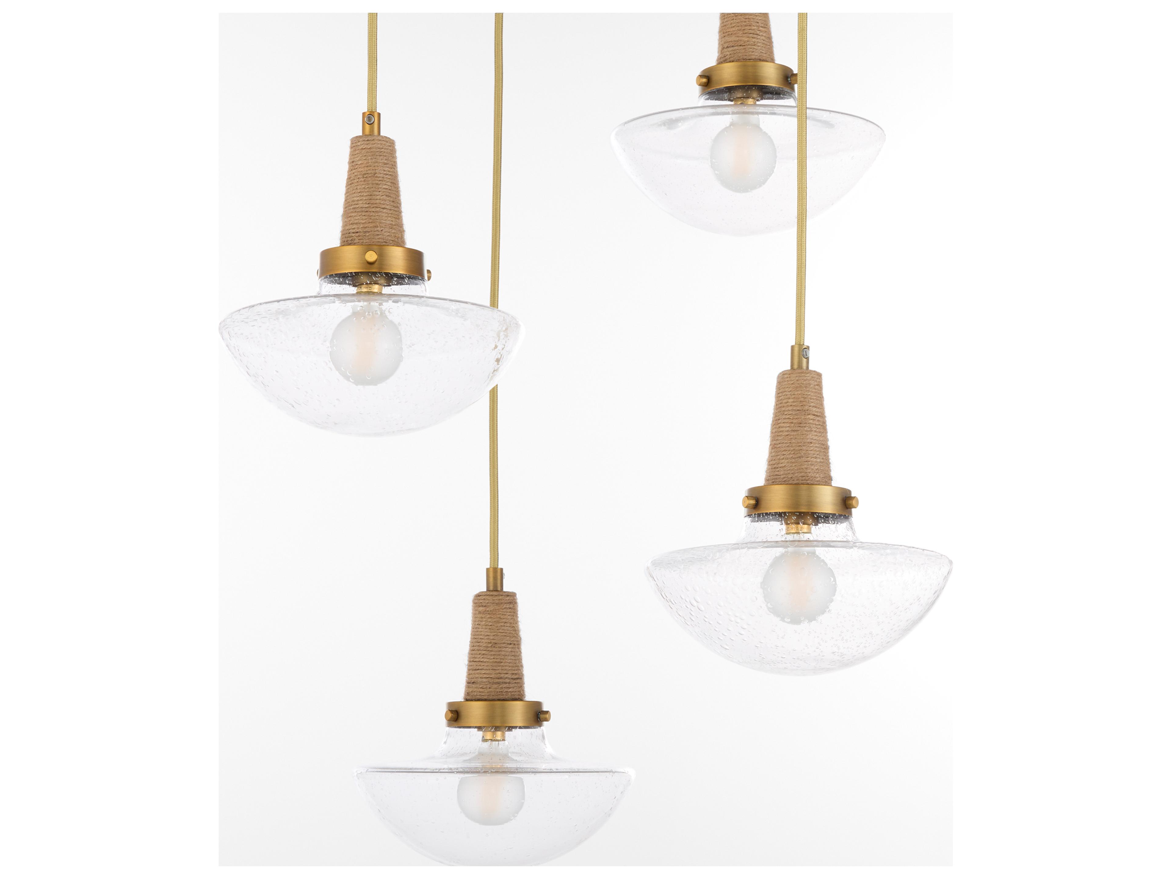 Quorum Stockport 5-Light Brushed Brass Bowl Tiered Pendant