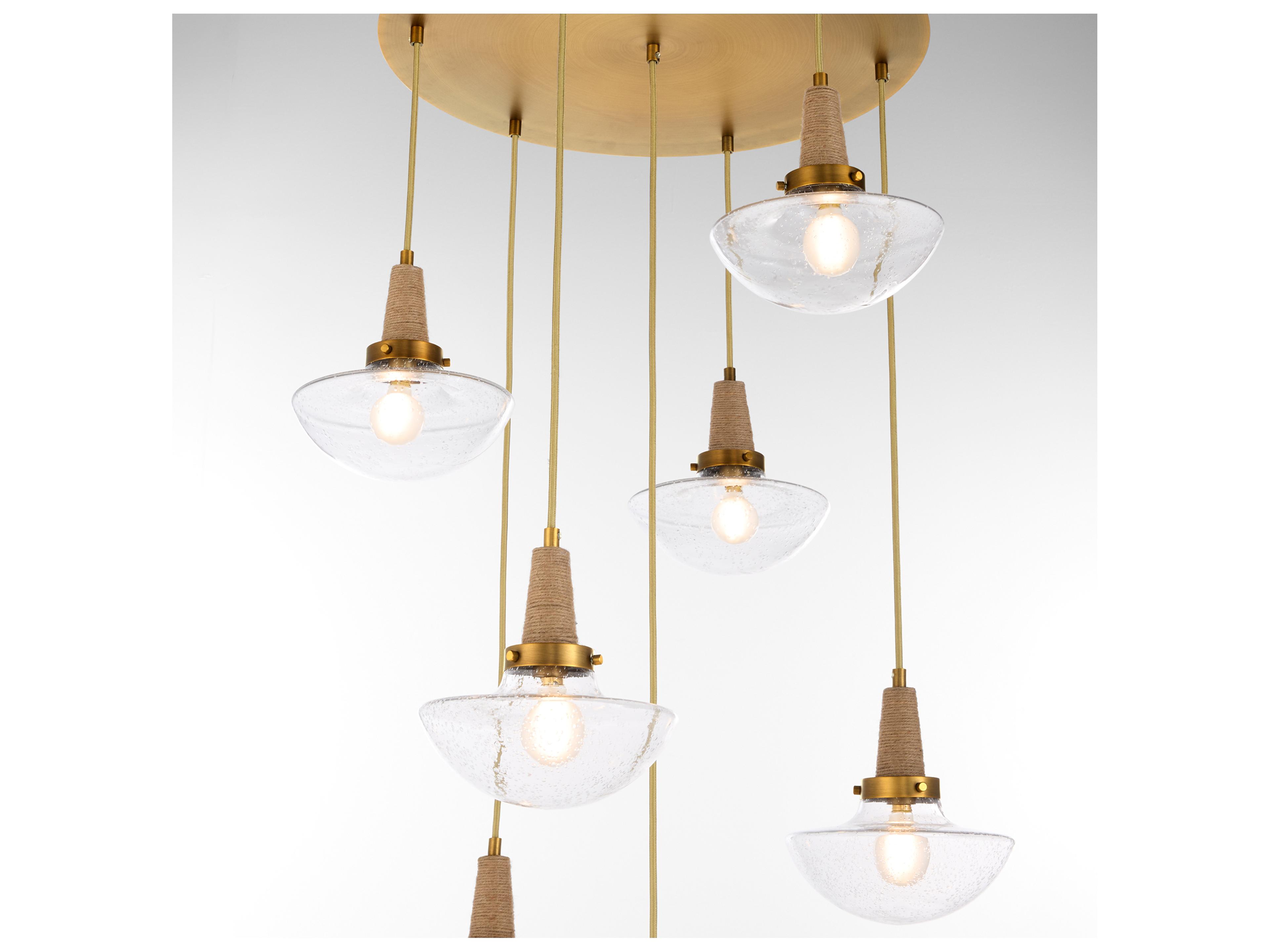 Quorum Stockport 7-Light Brushed Brass Bowl Tiered Pendant