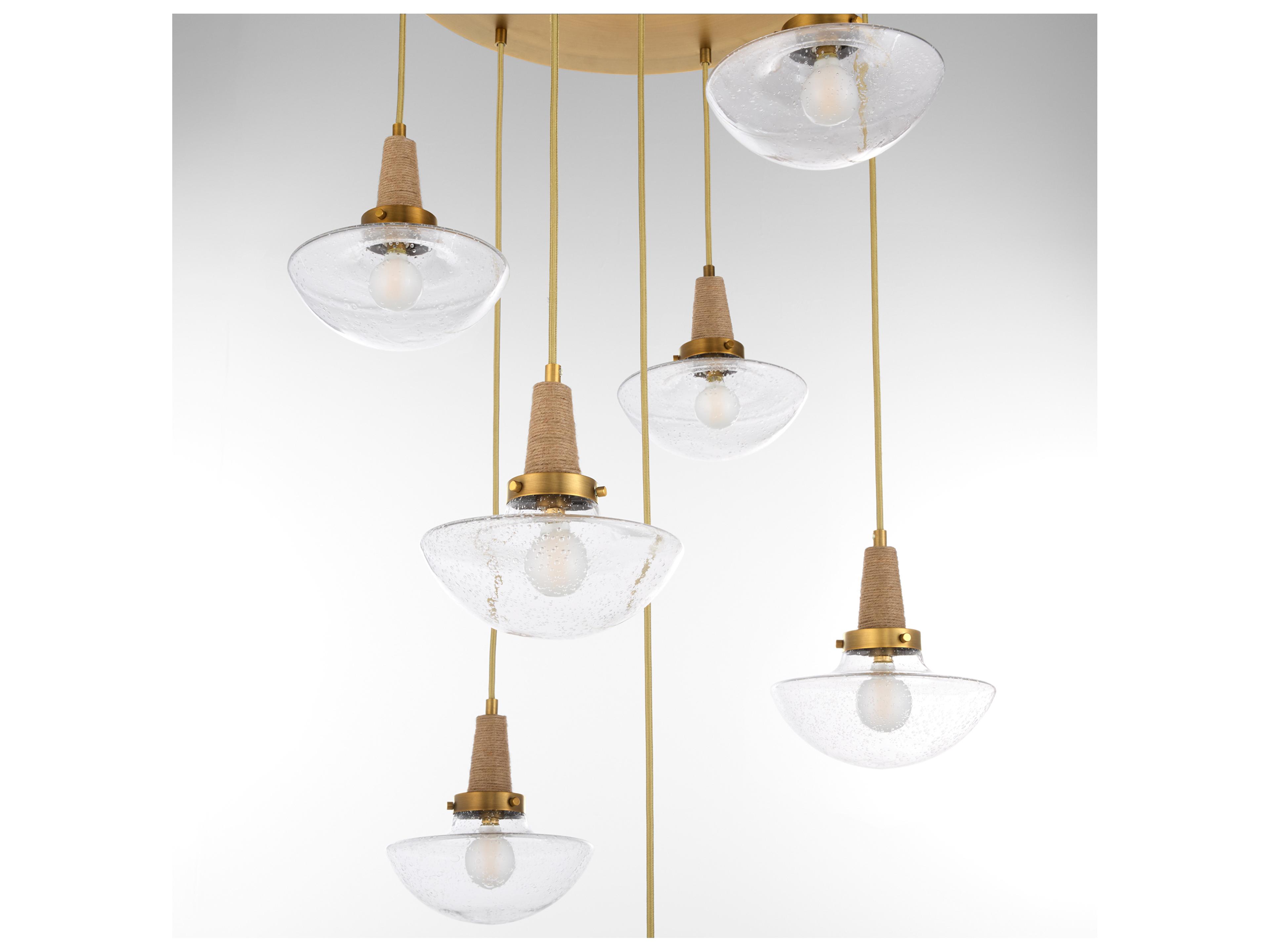 Quorum Stockport 7-Light Brushed Brass Bowl Tiered Pendant