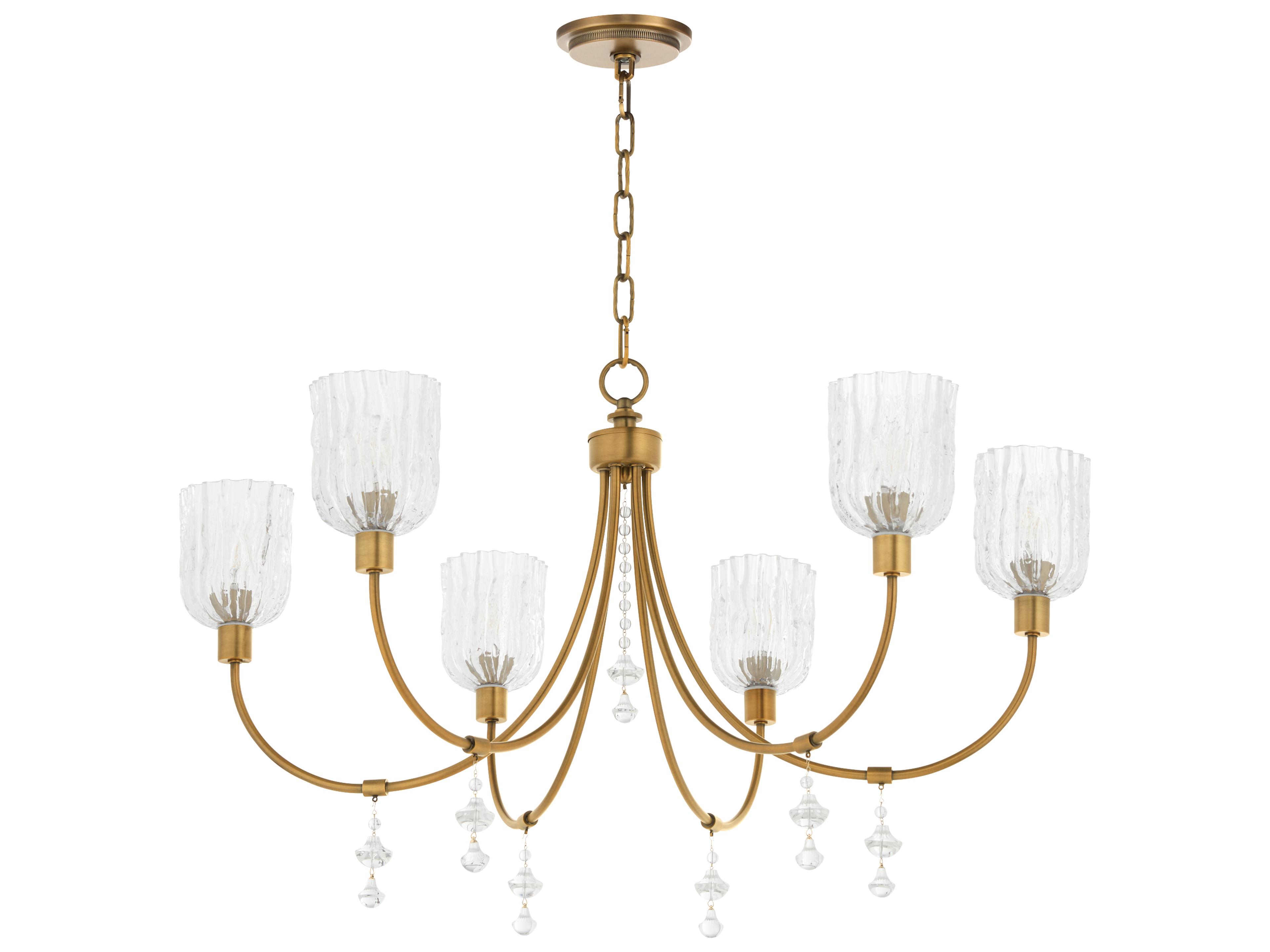 Meriam 6-Light Brushed Brass Candelabra Chandelier