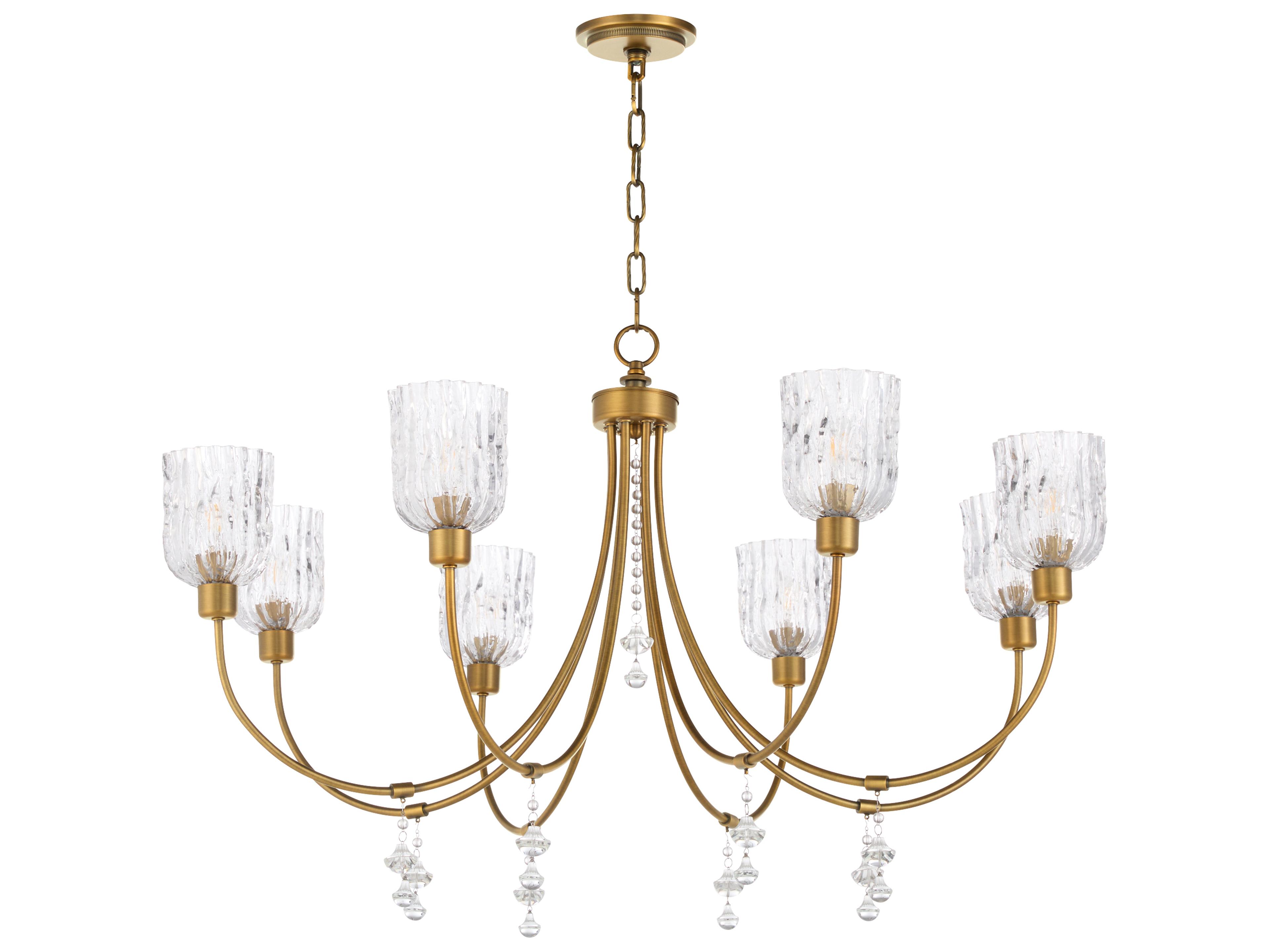 Meriam 8-Light Brushed Brass Candelabra Chandelier