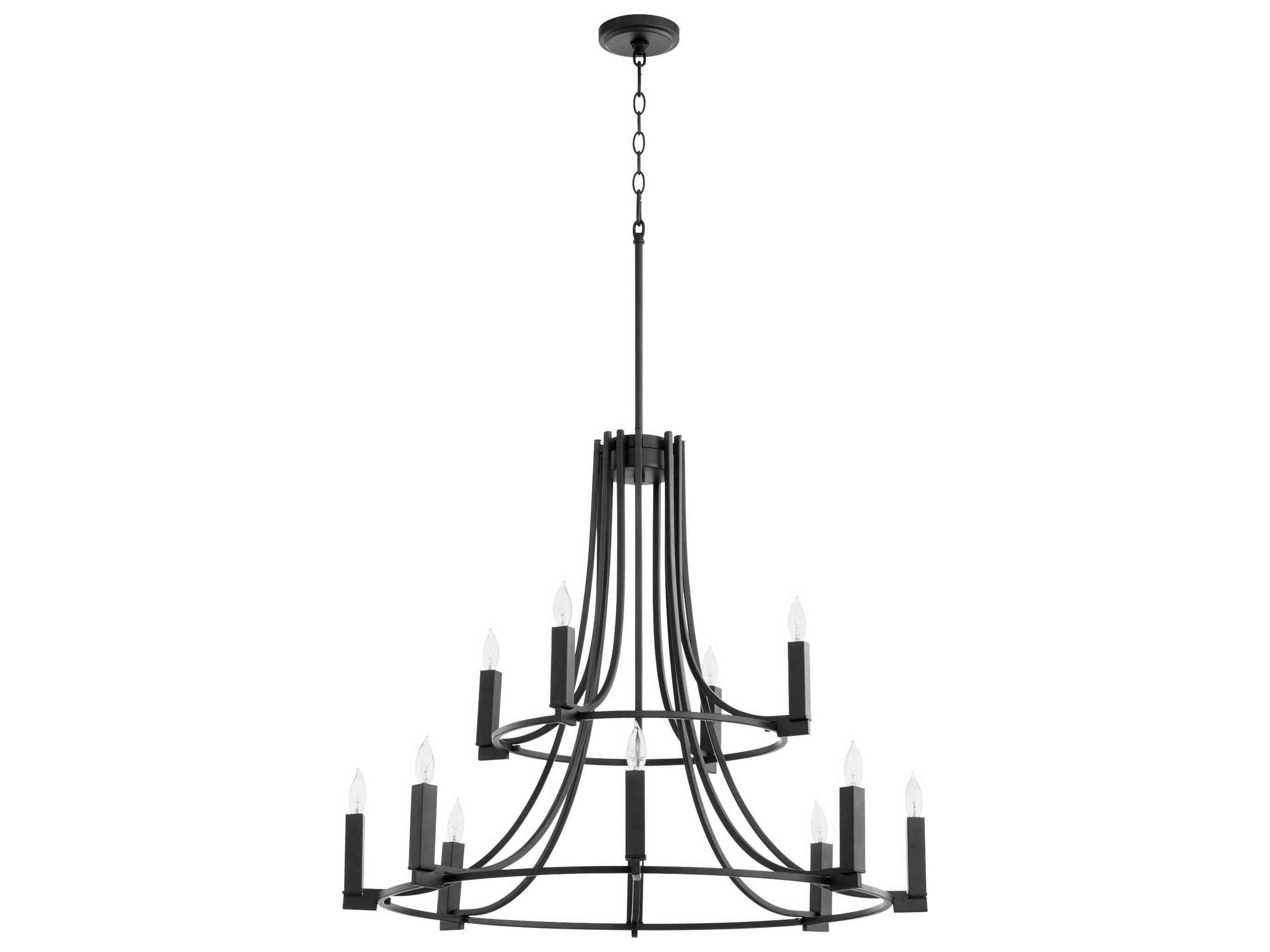 Olympus 12-Light Noir Black Candelabra Tiered Chandelier