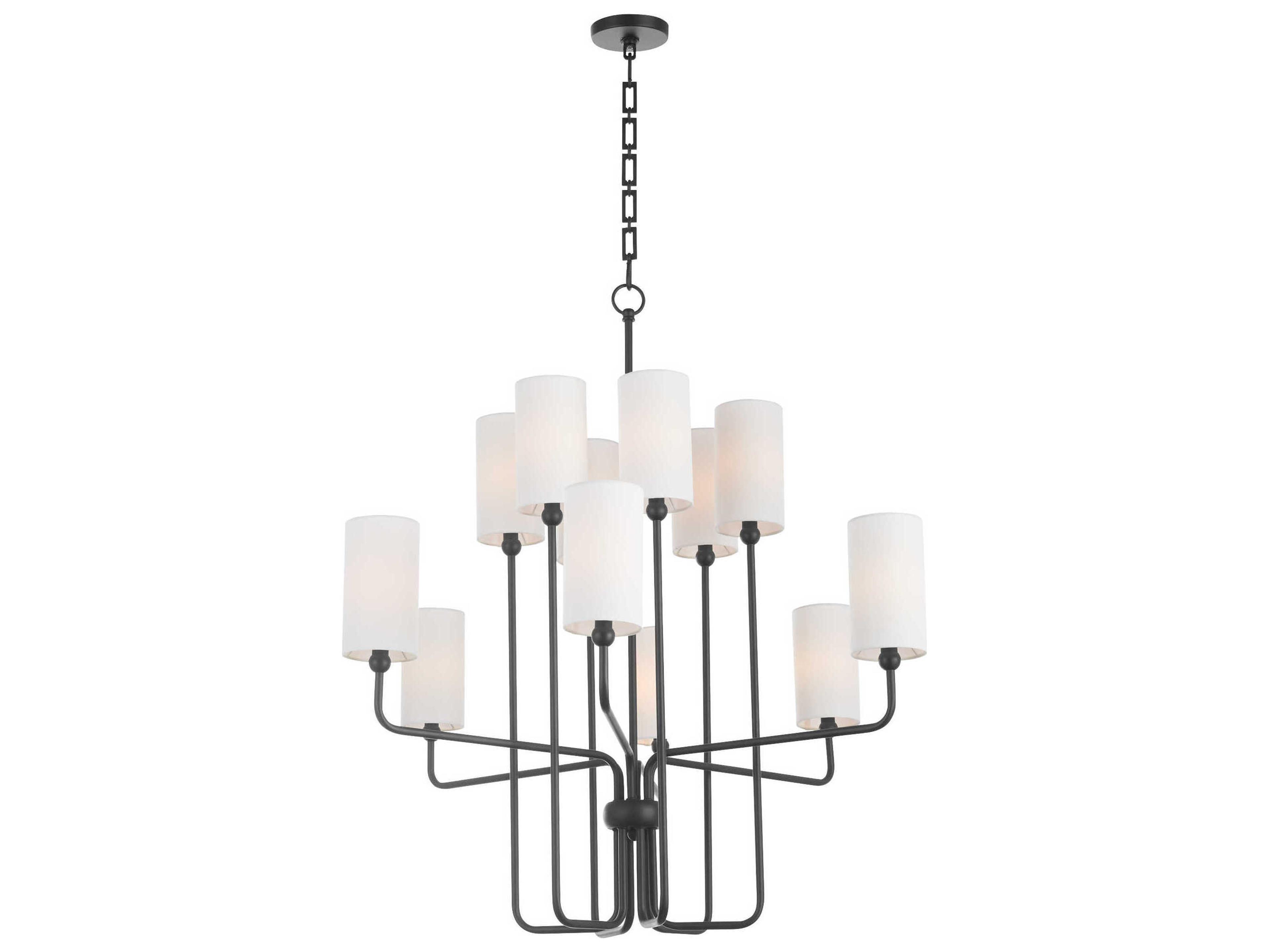 Quorum Charlotte 12-Light Matte Black Cylinder Chandelier