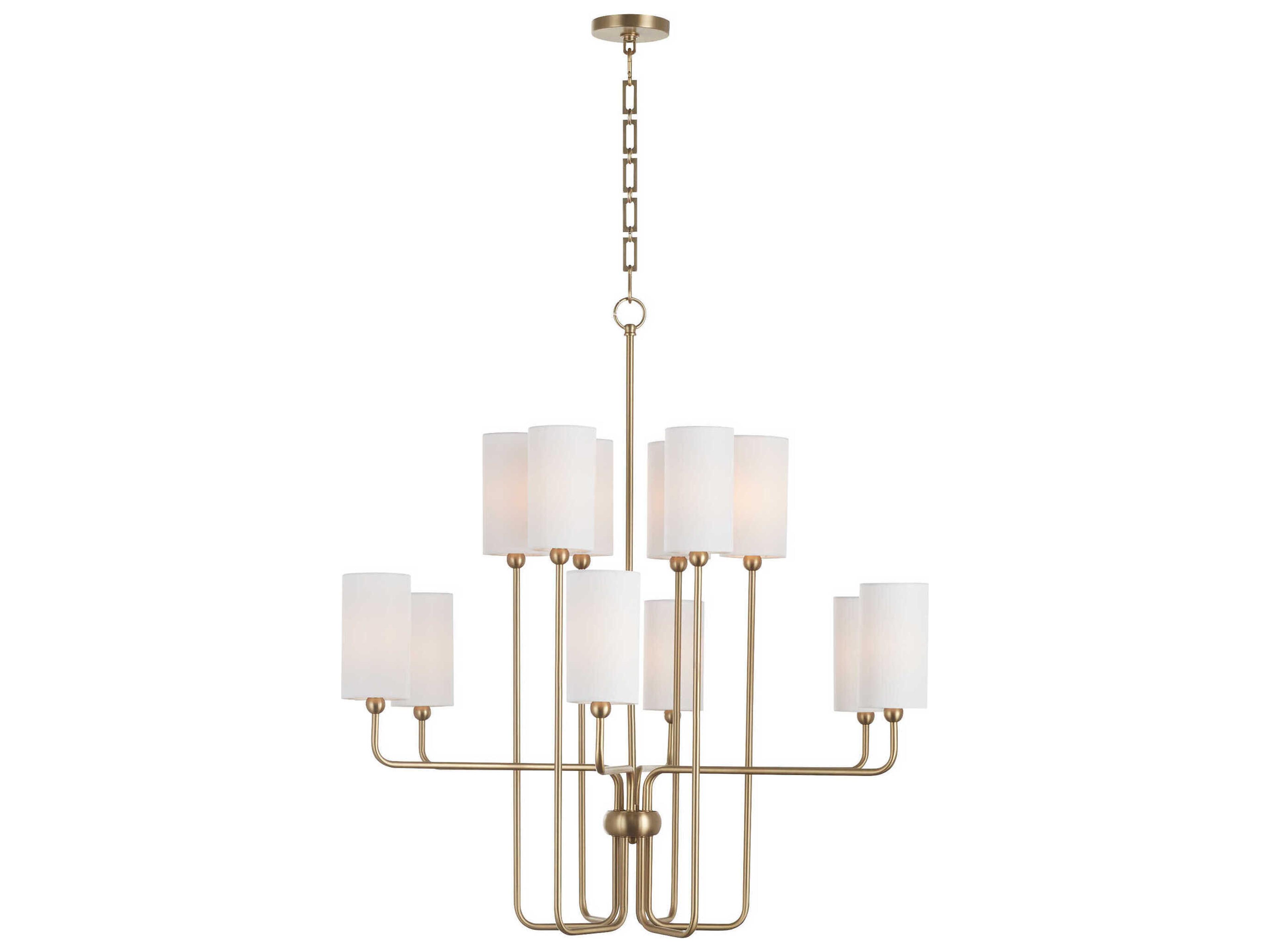 Quorum Charlotte 12-Light Aged Brass Cylinder Chandelier