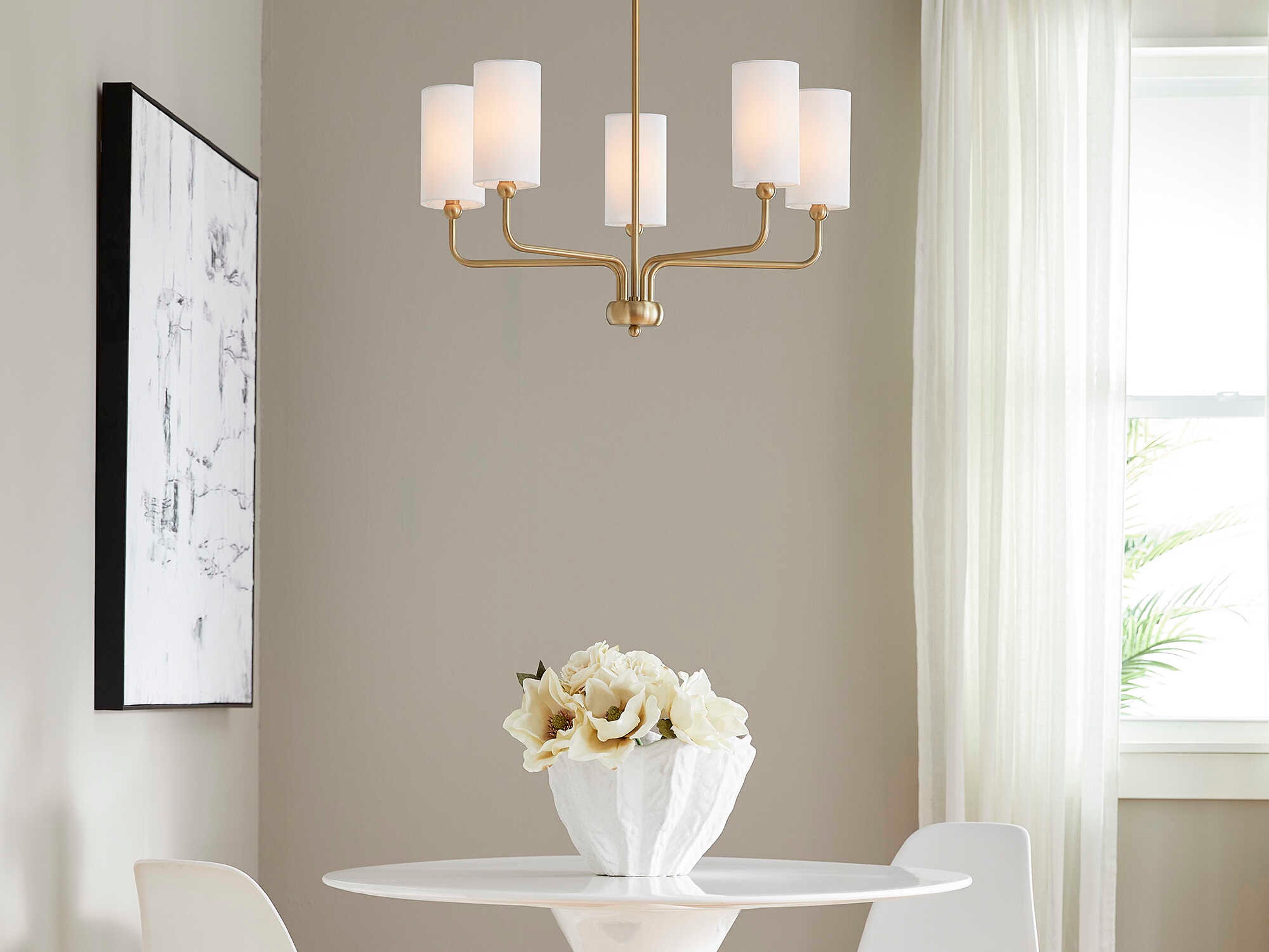 Quorum Charlotte 5-Light Aged Brass Cylinder Chandelier