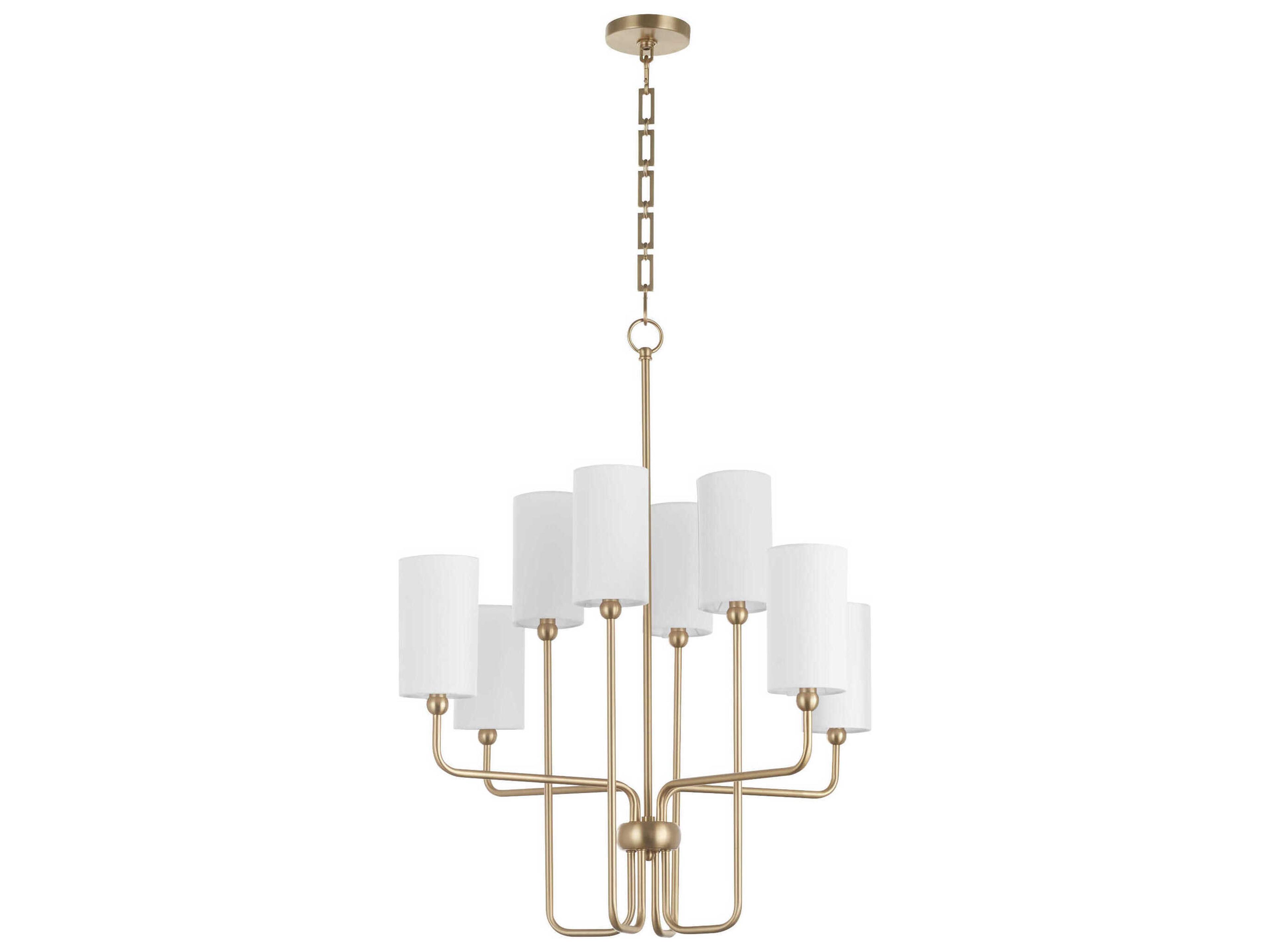 Charlotte 8-Light Aged Brass Cylinder Chandelier