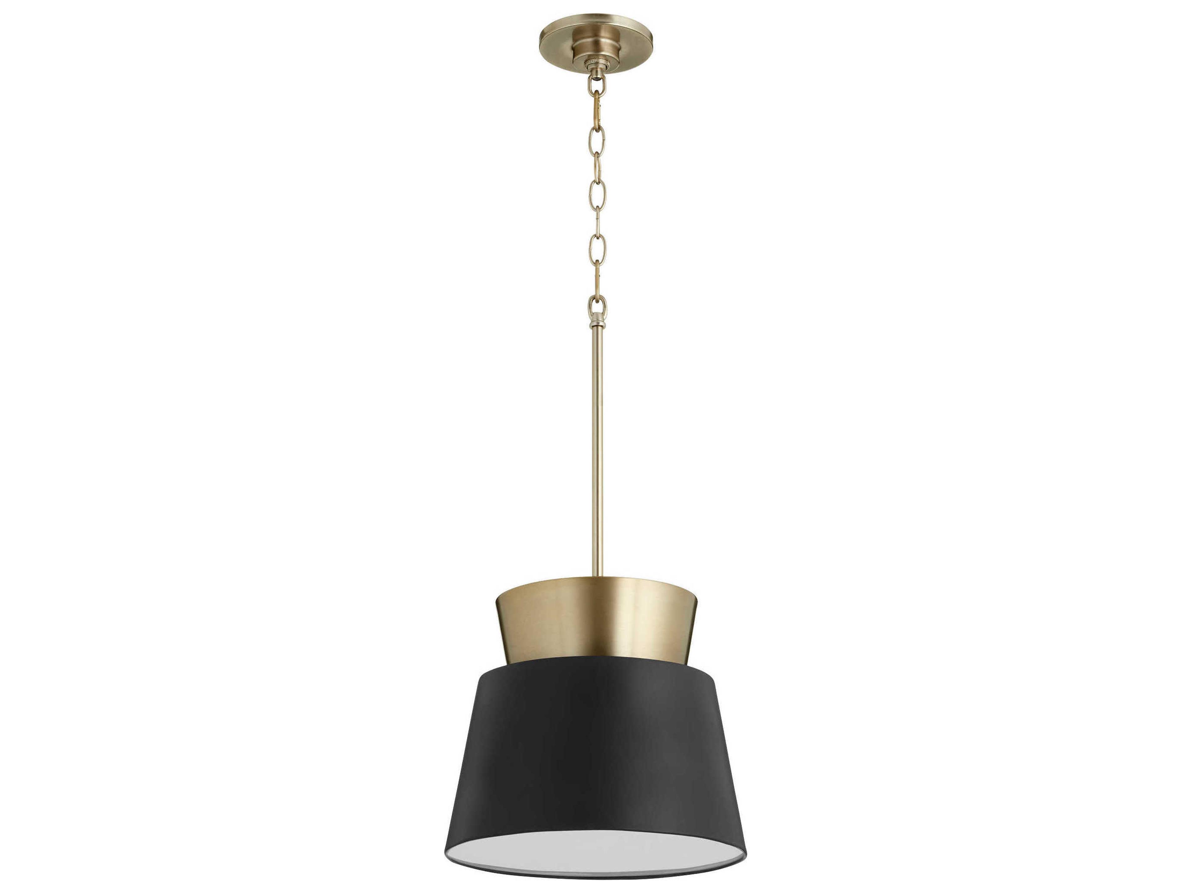 Quorum 1-Light Noir Aged Brass Drum Mini Pendant