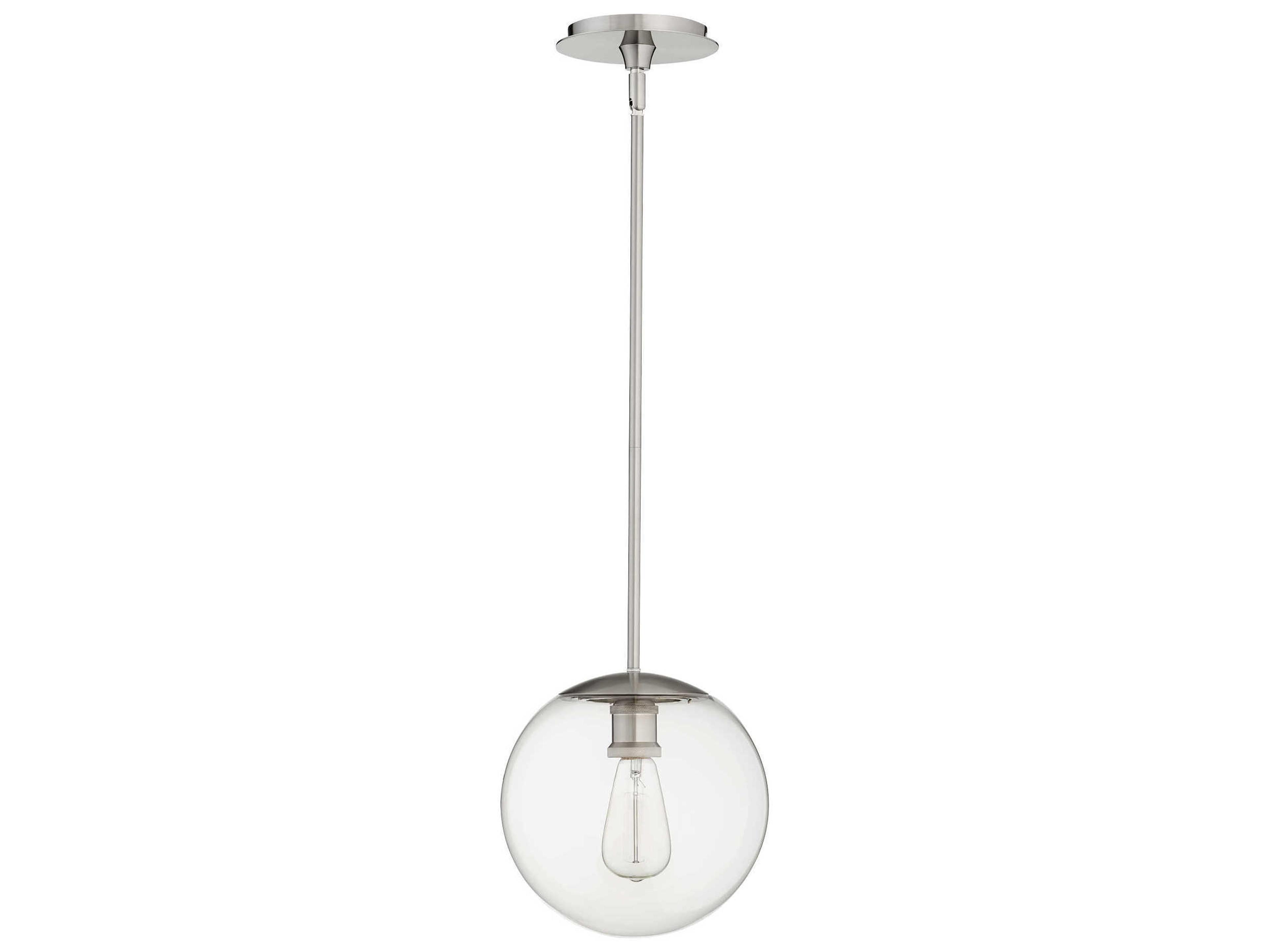 Quorum 1-Light Satin Nickel Glass Globe Mini Pendant
