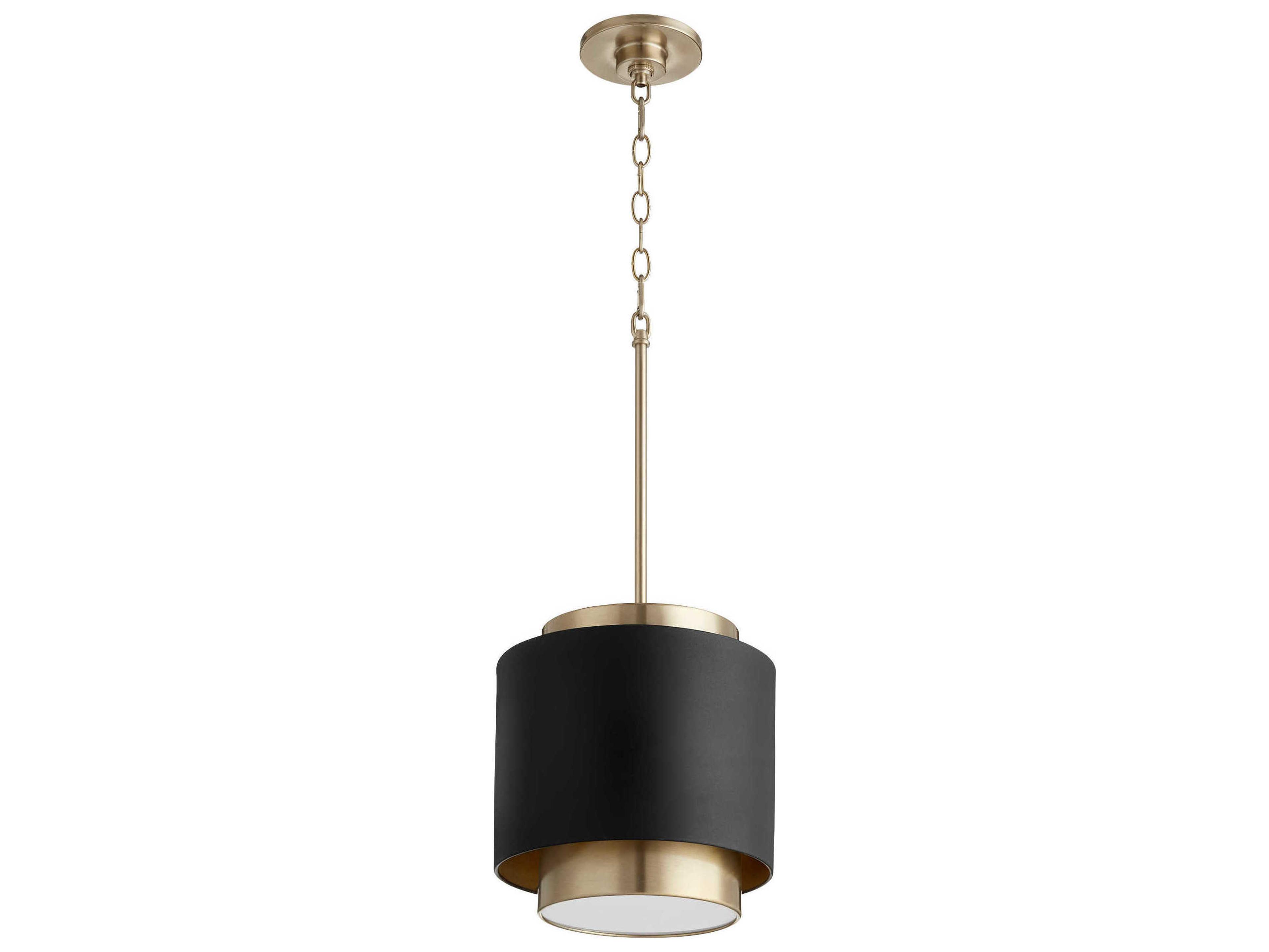 1-Light Noir Aged Brass Cylinder Mini Pendant