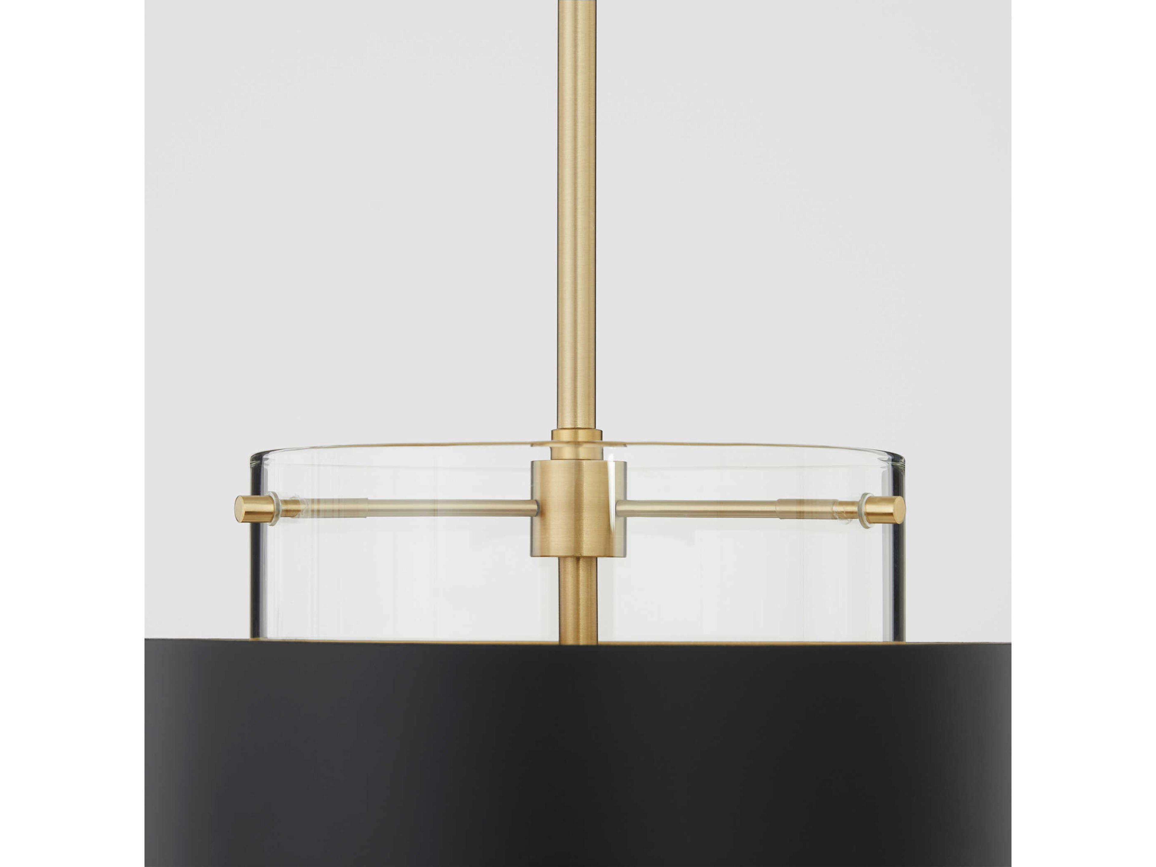 Quorum 1-Light Matte Black Aged Brass Drum Mini Pendant