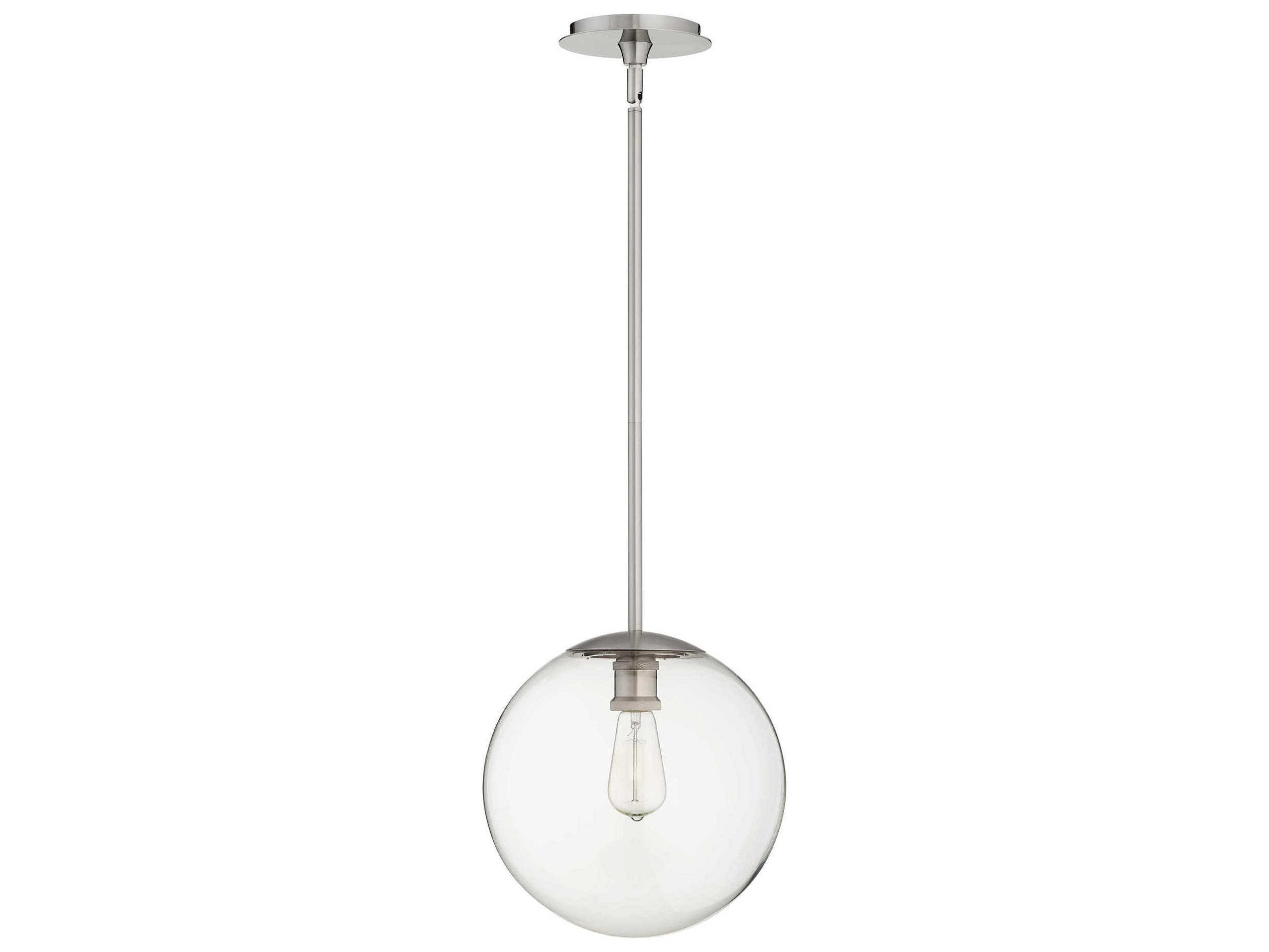 1-Light Satin Nickel Glass Globe Mini Pendant