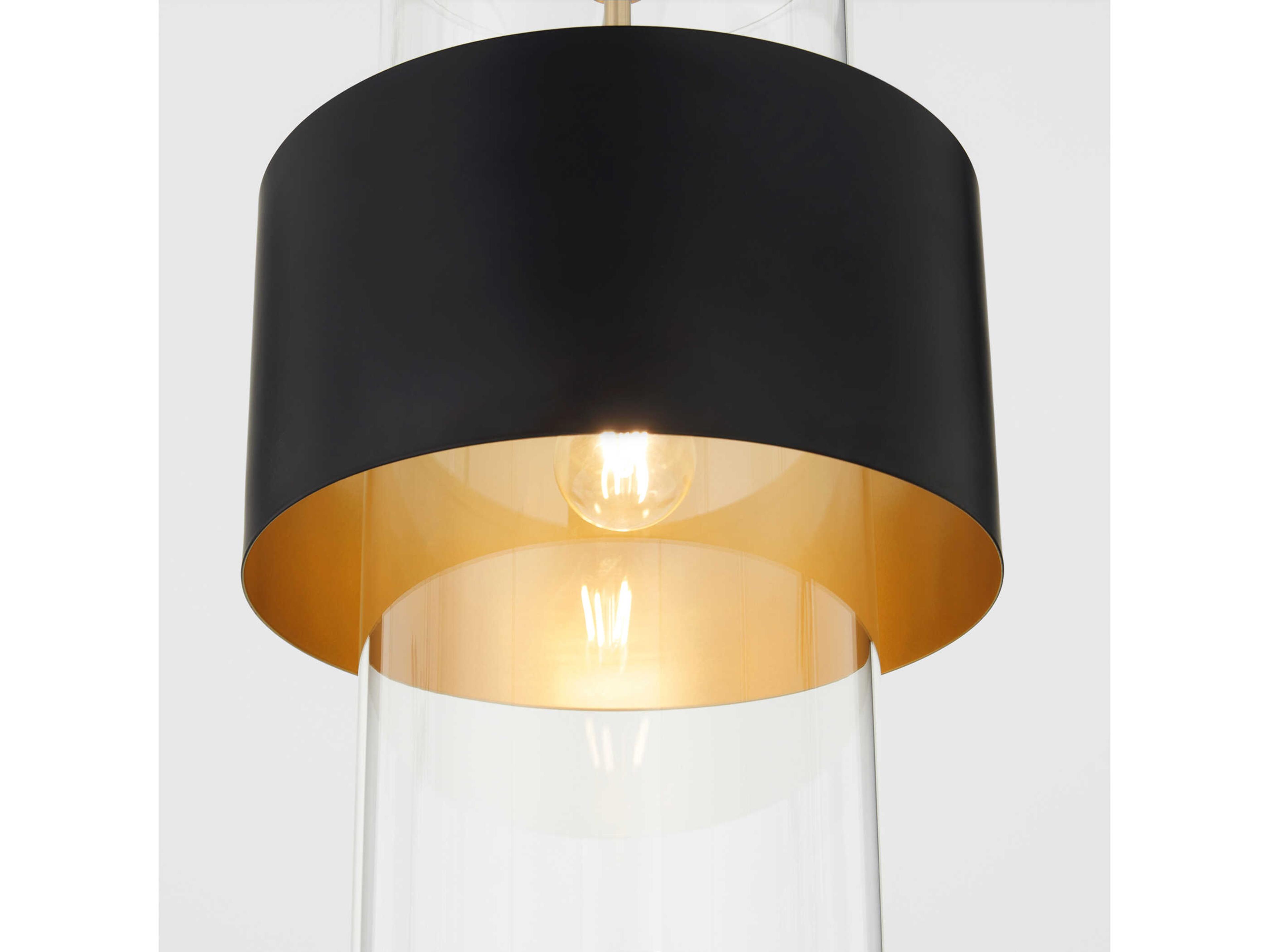 Quorum 1-Light Matte Black Aged Brass Drum Mini Pendant