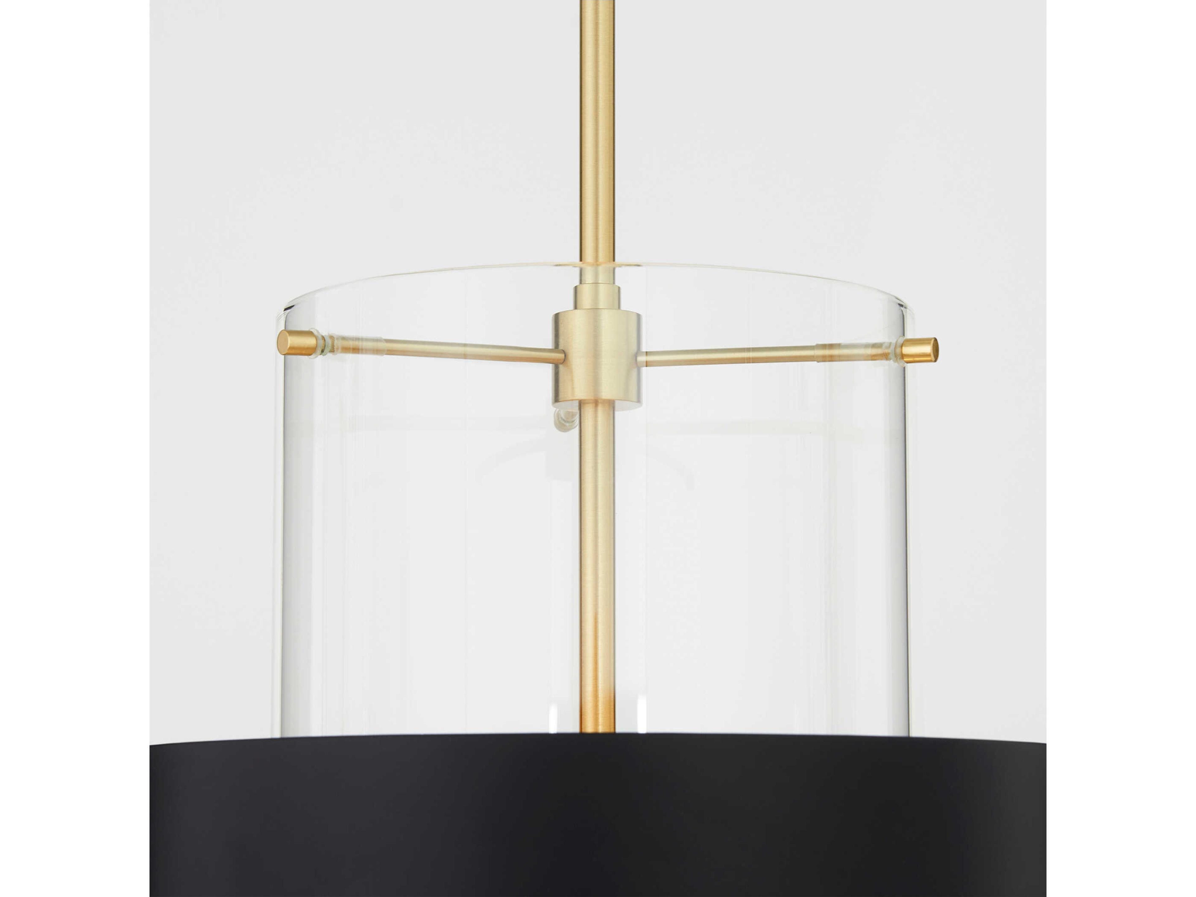 Quorum 1-Light Matte Black Aged Brass Drum Mini Pendant