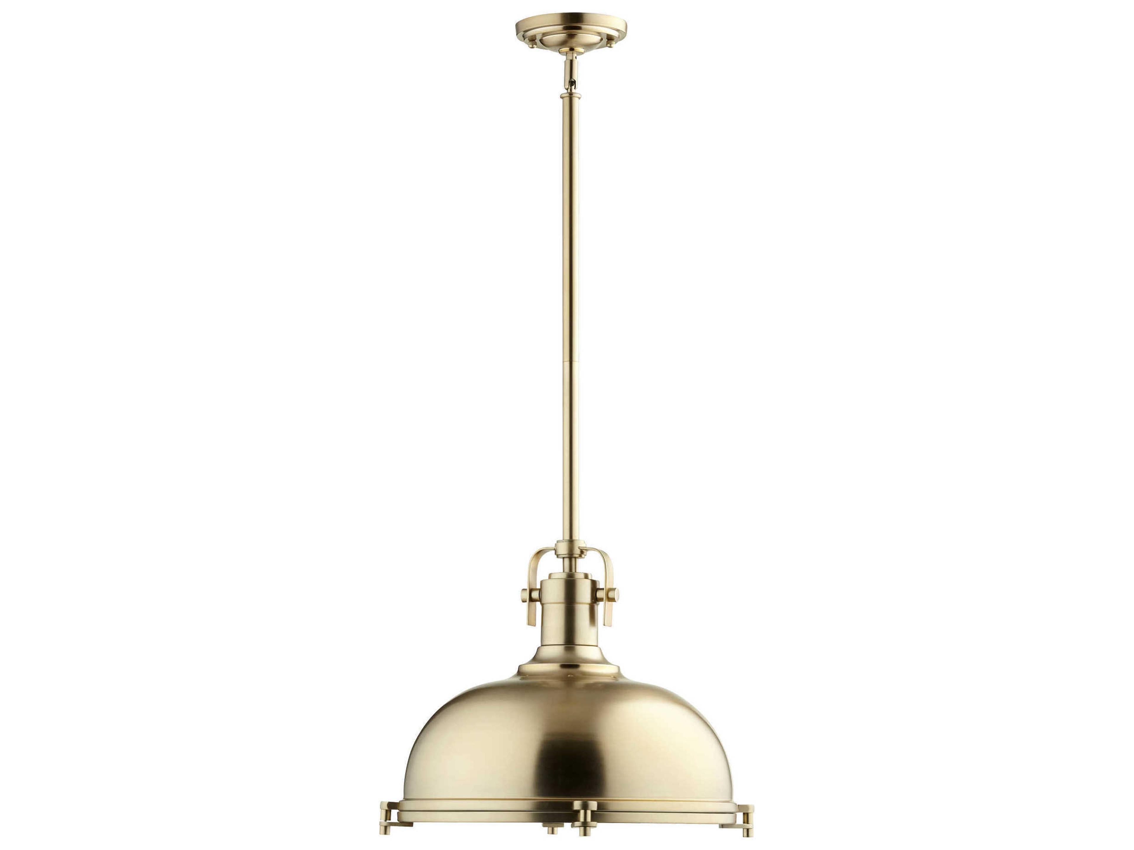 1-Light Aged Brass Dome Pendant