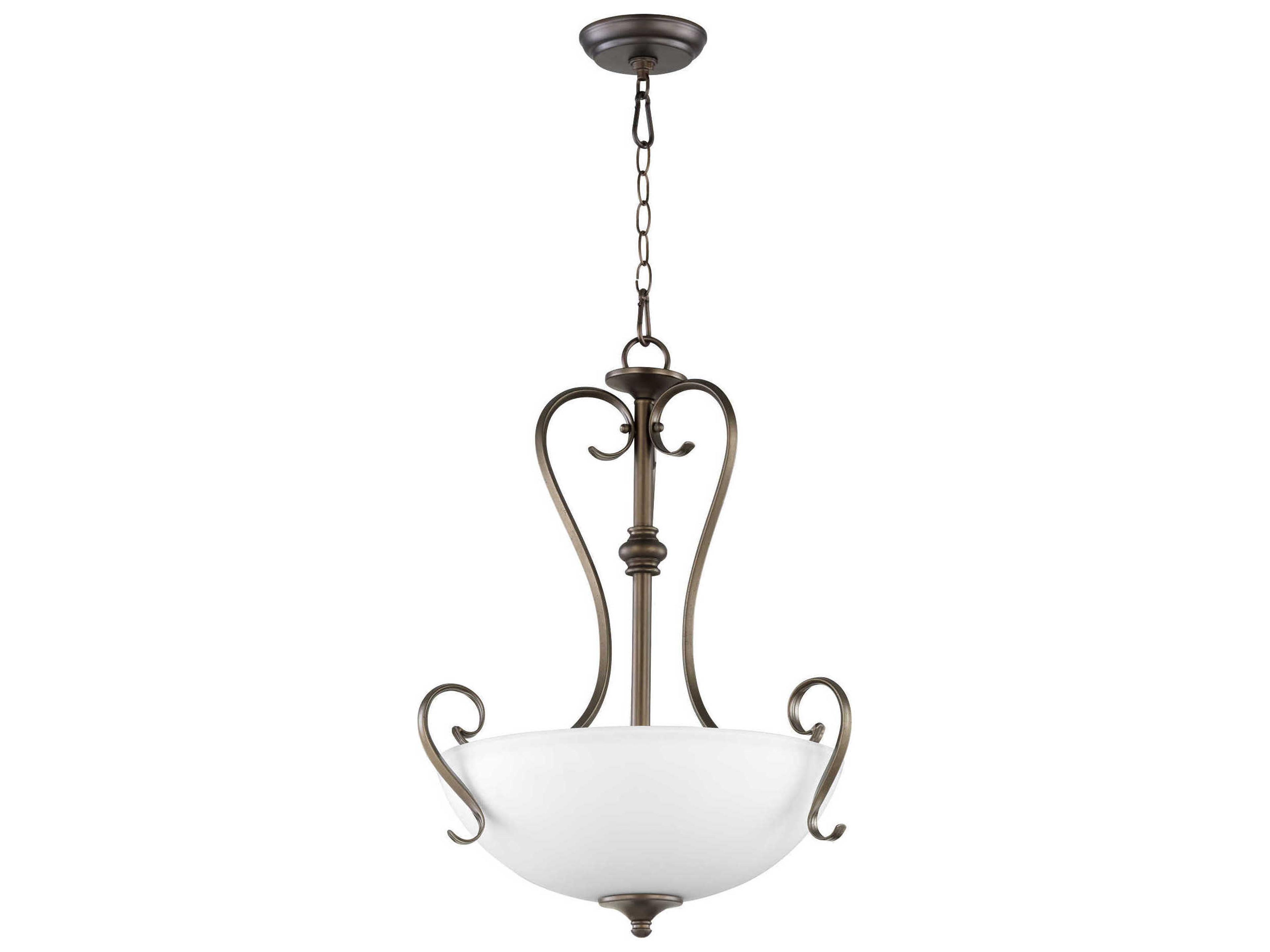 Powell 3-Light Oiled Bronze Traditional Bowl Pendant